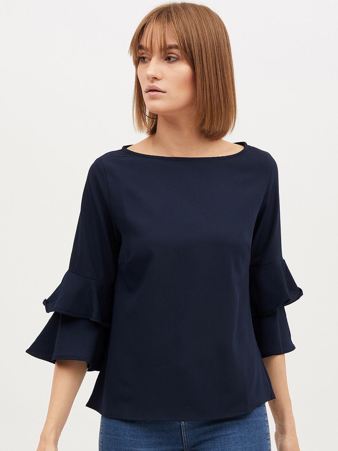 

Harpa Women Navy Blue Solid Top