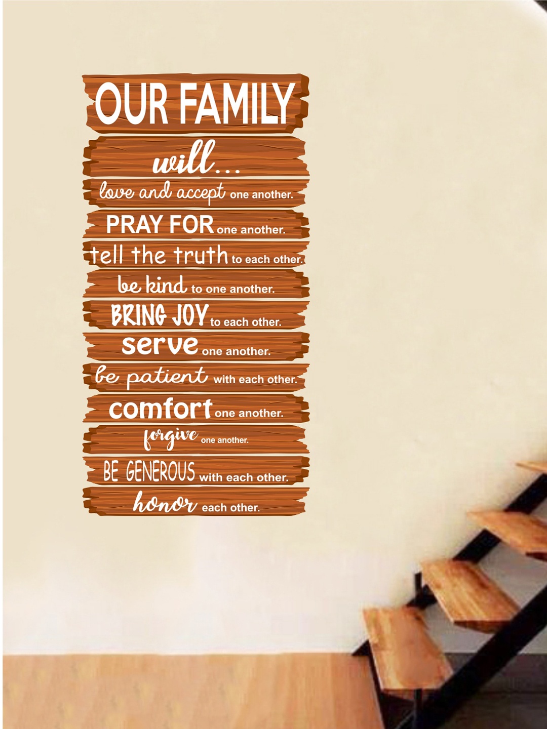 

rawpockets Multicoloured Our family Quotes PVC Vinyl Wall Stickers, Multi