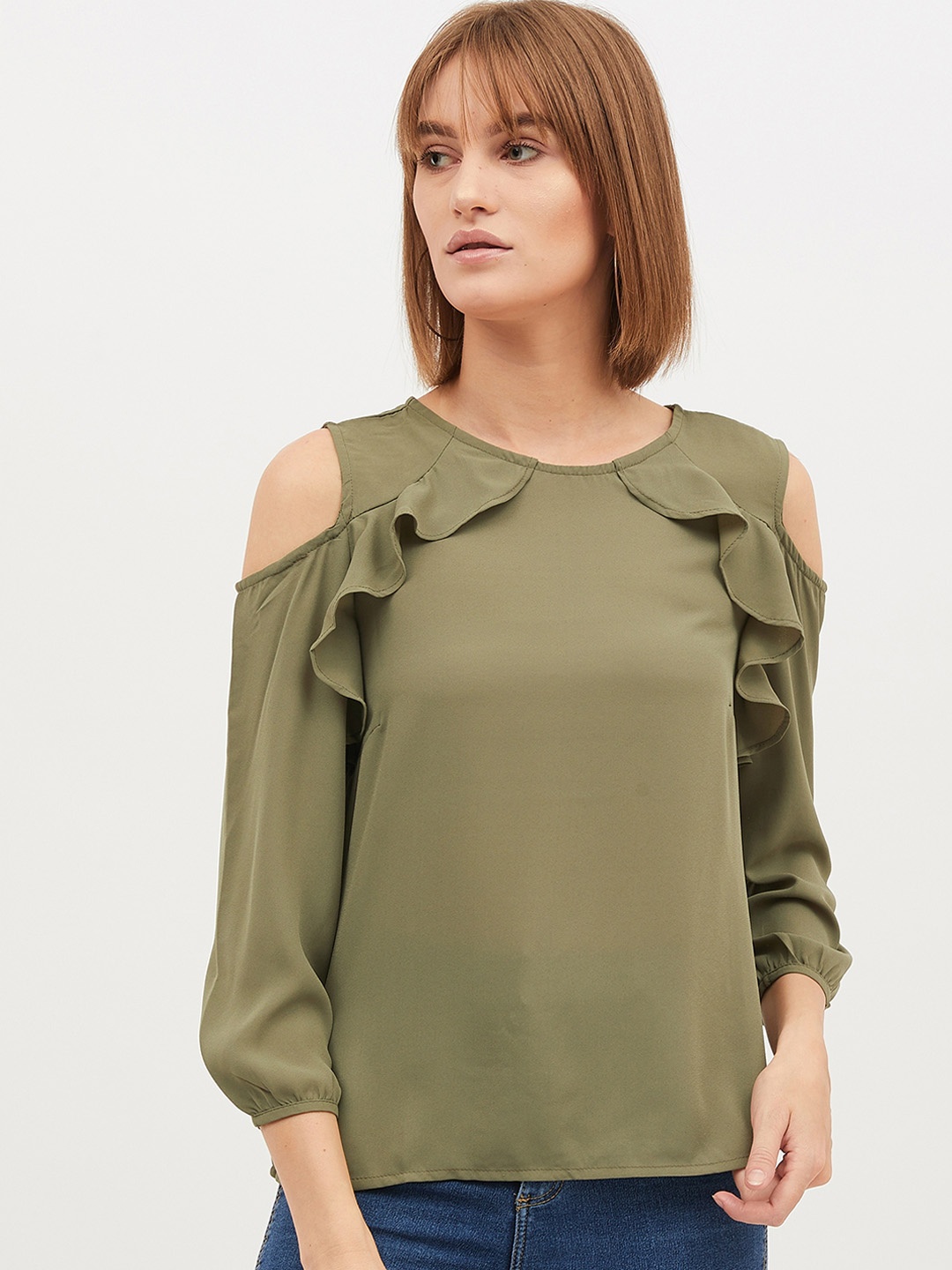 

Harpa Green Ruffles Top