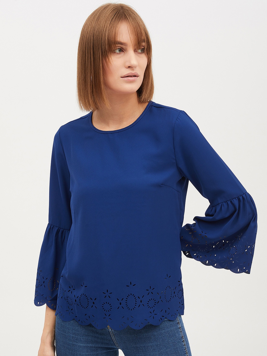 

Harpa Women Blue Self Design Top