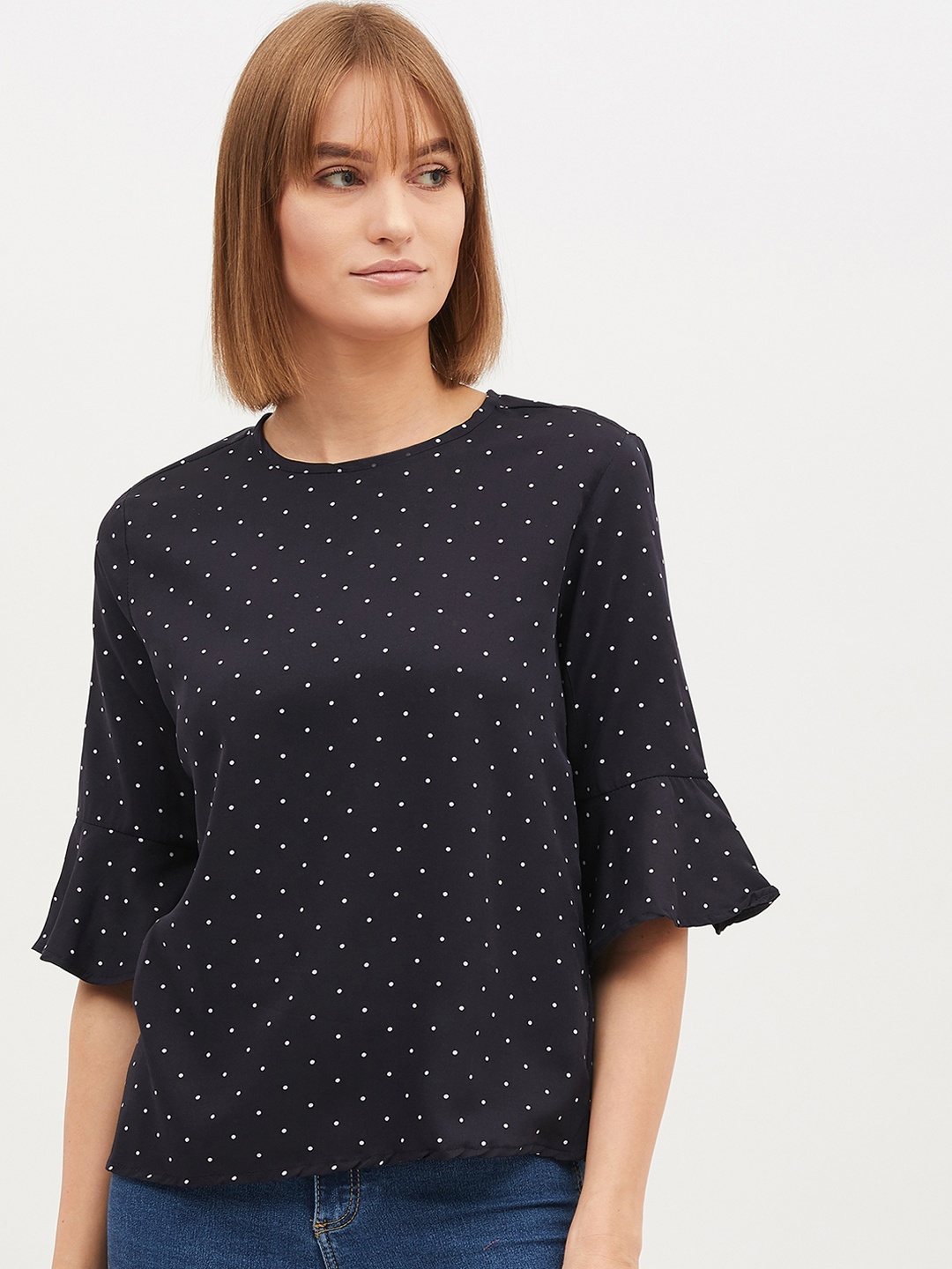 

Harpa Women Navy Blue Printed Top