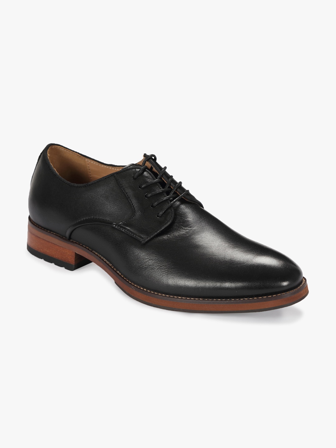 

Florsheim Men Black Solid Leather Formal Derbys