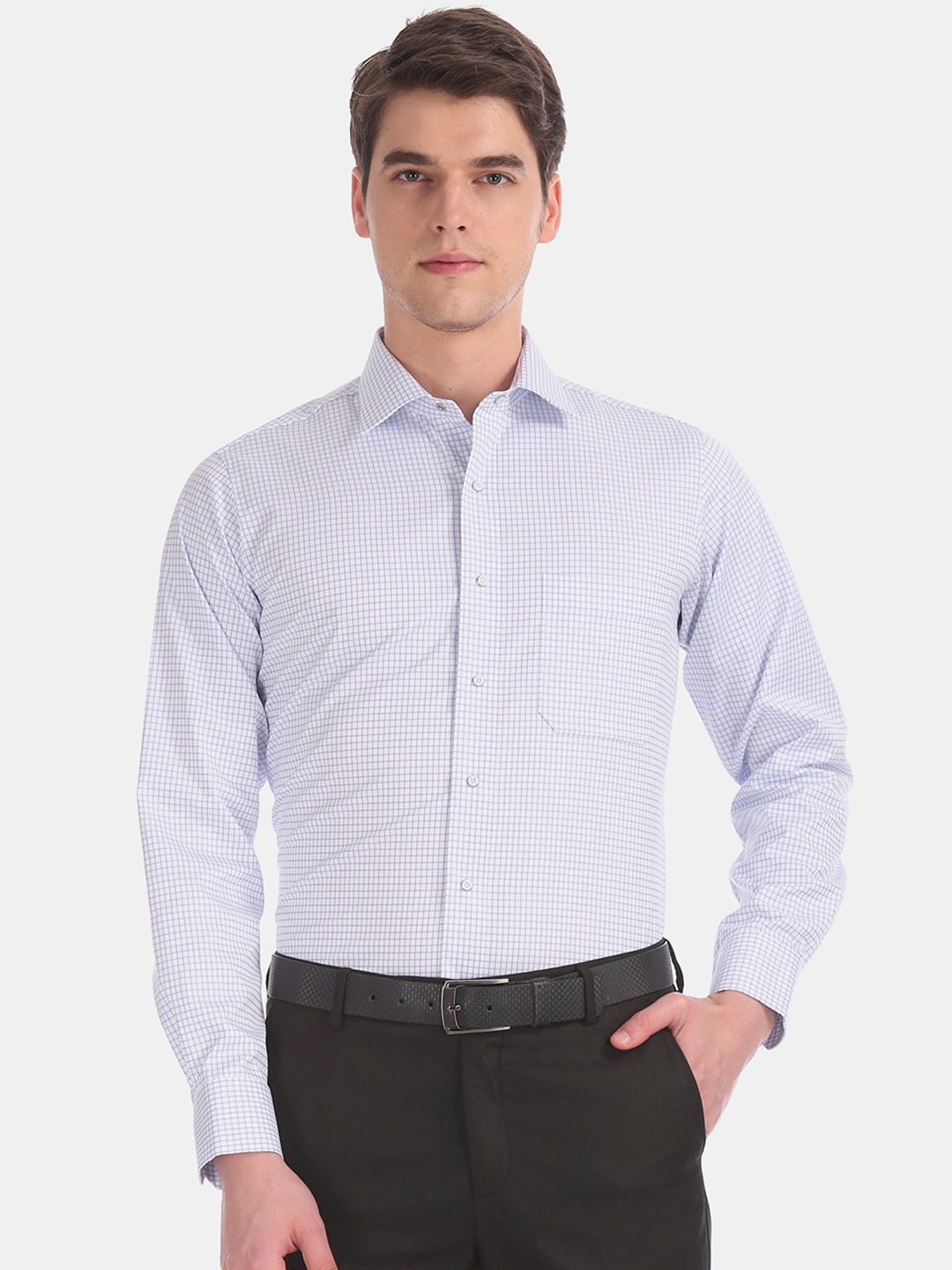 

Arrow Men White Regular Fit Checked Formal Shirt