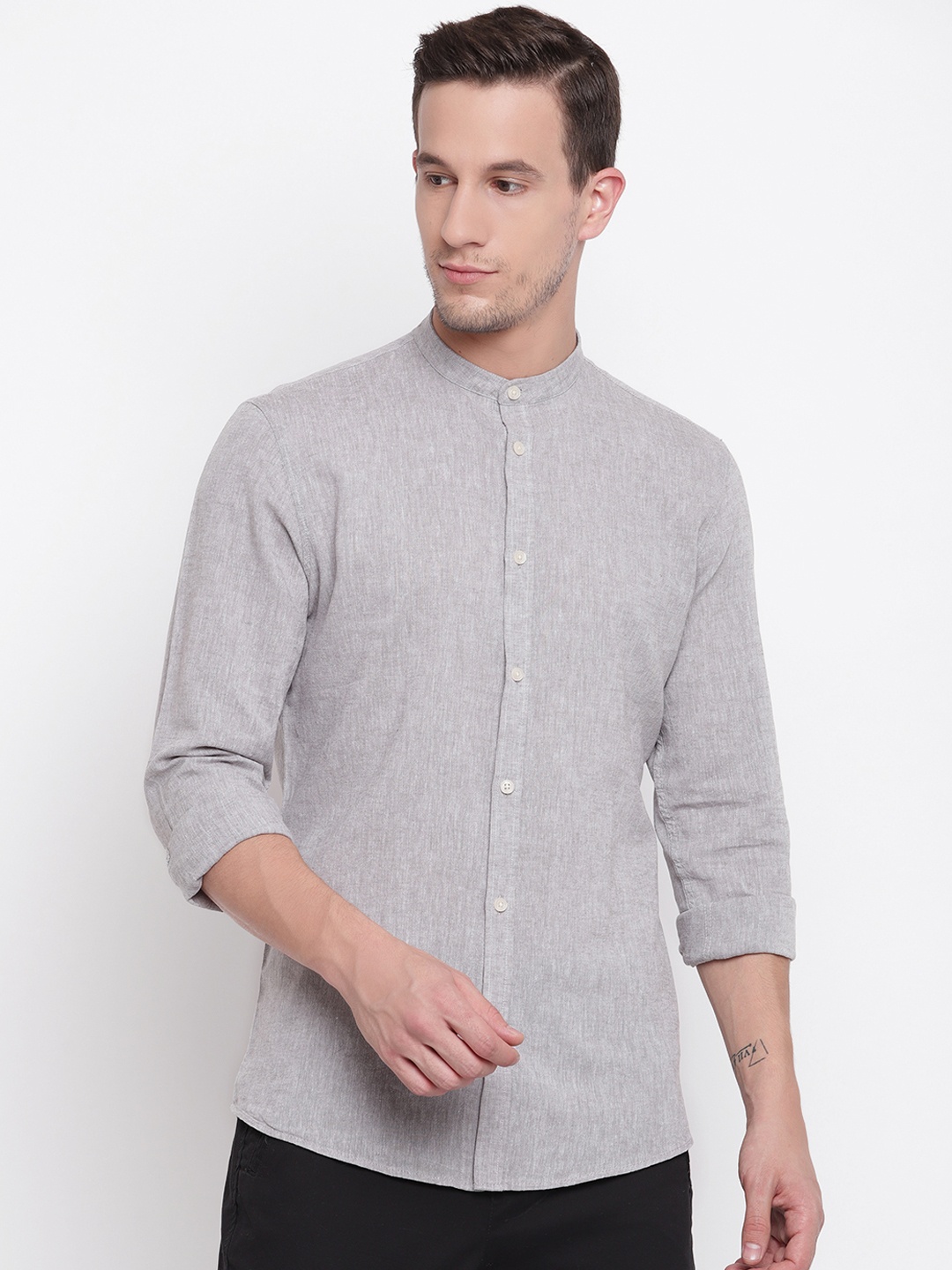 

LINDBERGH Men Grey Slim Fit Solid Casual Shirt