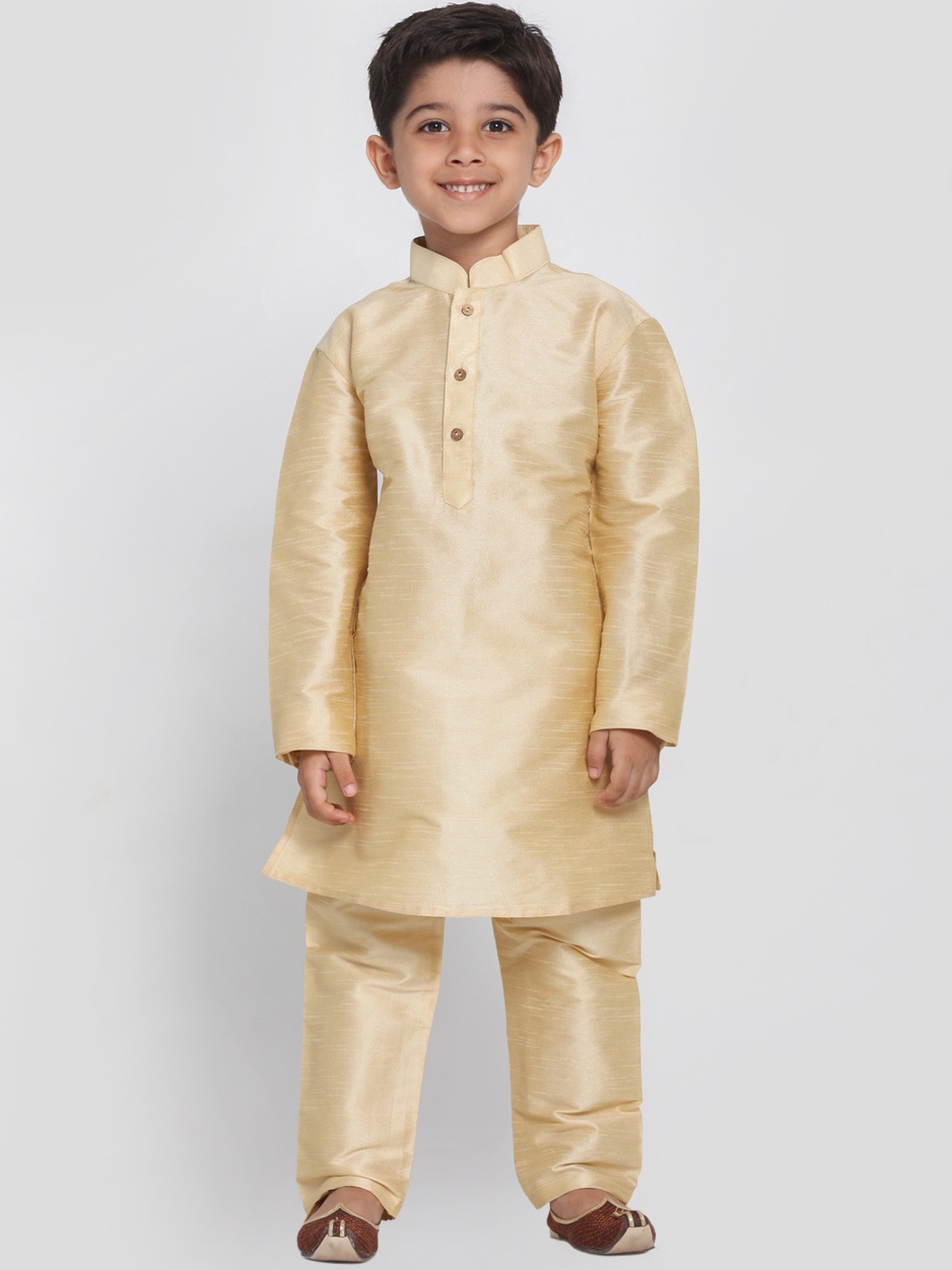 

JBN Creation Boys Gold-Coloured Solid Kurta with Pyjamas