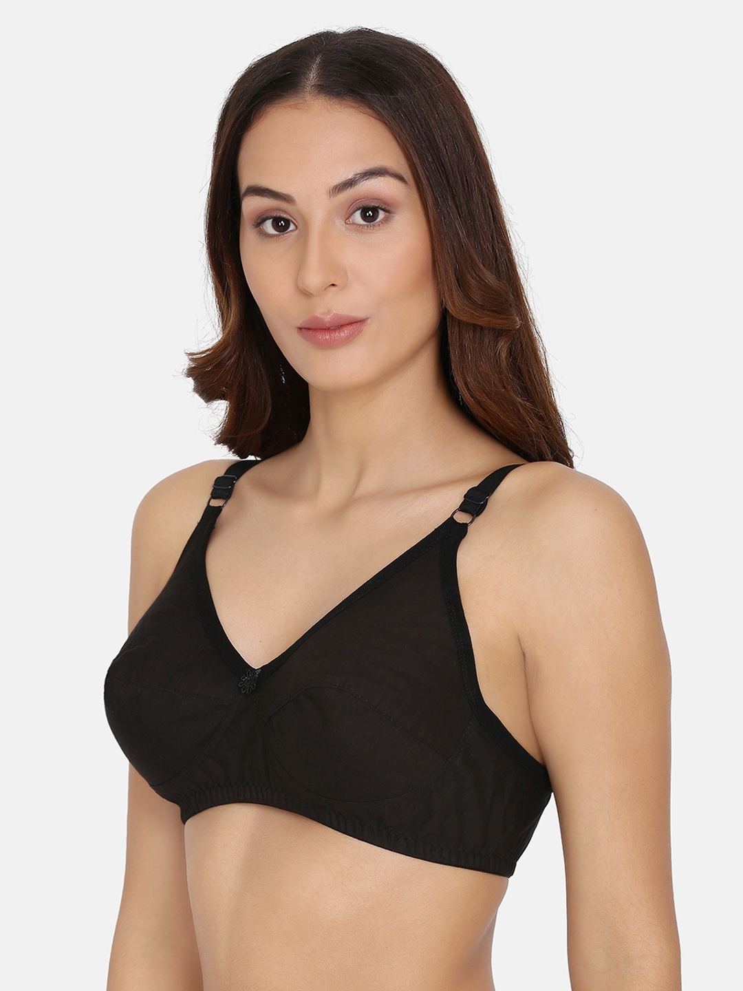 

PRETTYBOLD Black Solid Non-Wired Non Padded T-shirt Bra PB-21 BLACK