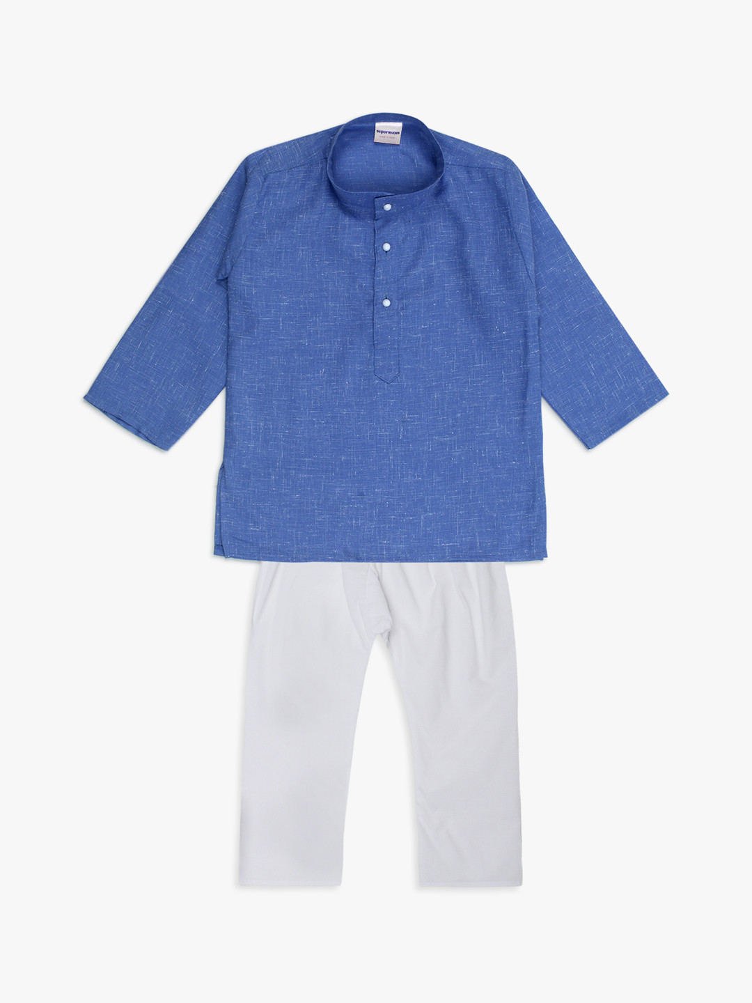 

Superminis Boys Blue & White Solid Kurta with Pyjamas