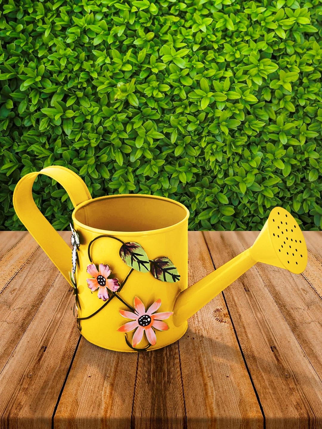 

green girgit Yellow Hand-Painted Water Can