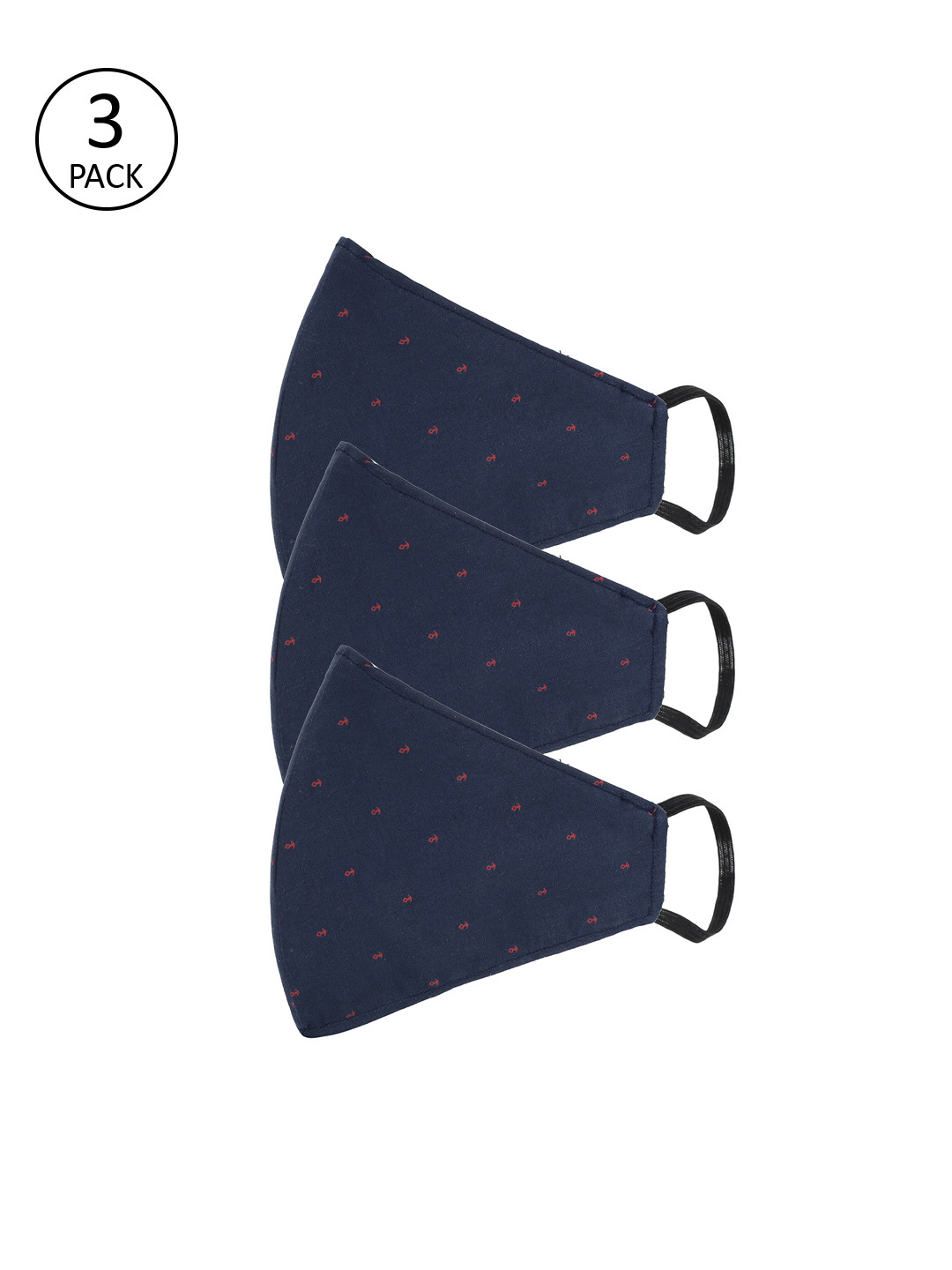 

AKSHARA Kids Pack Of 3 Navy Blue Printed 2 Ply Cloth Mask