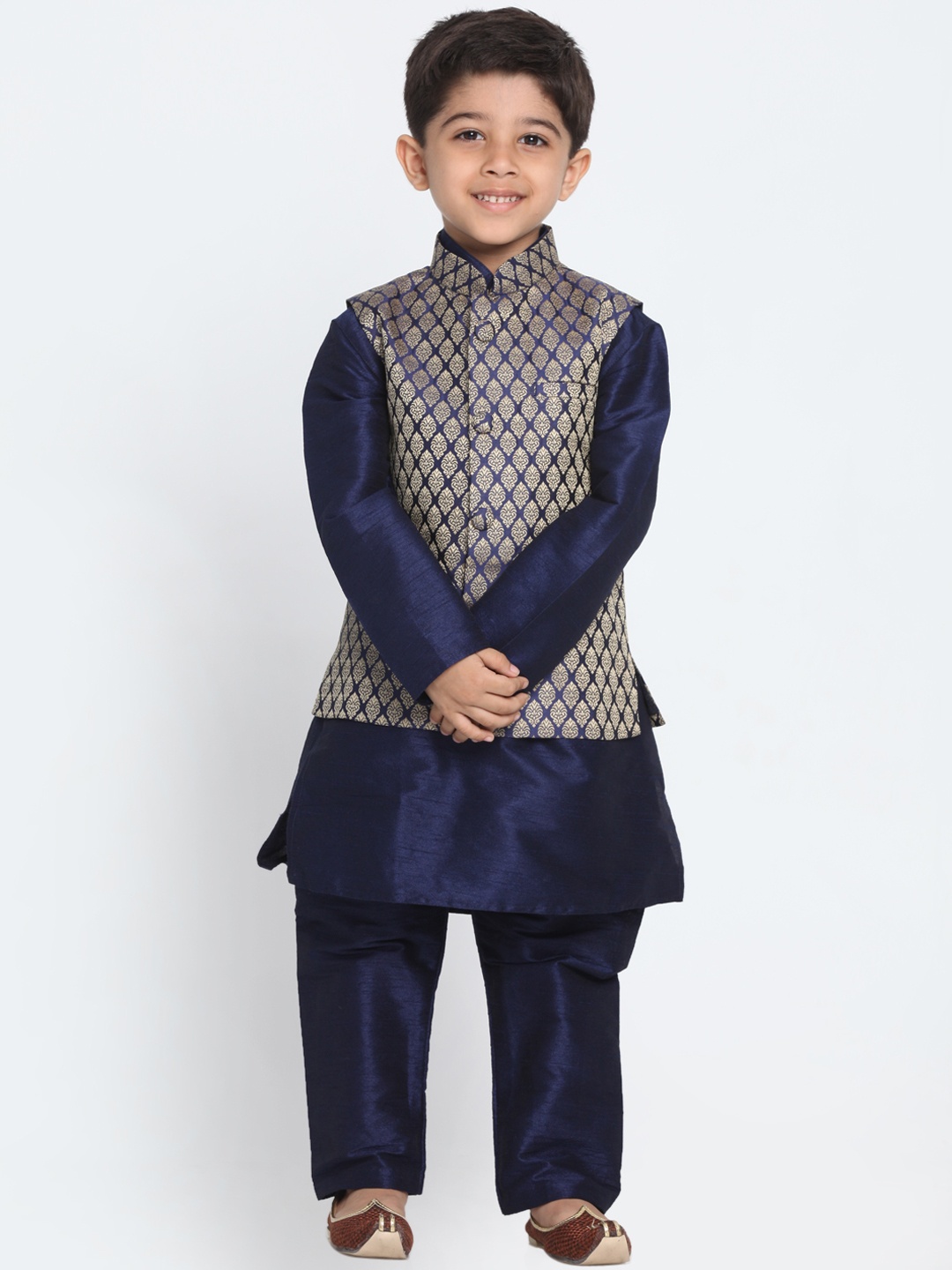 

JBN Creation Boys Navy Blue Self Design Kurta with Pyjamas