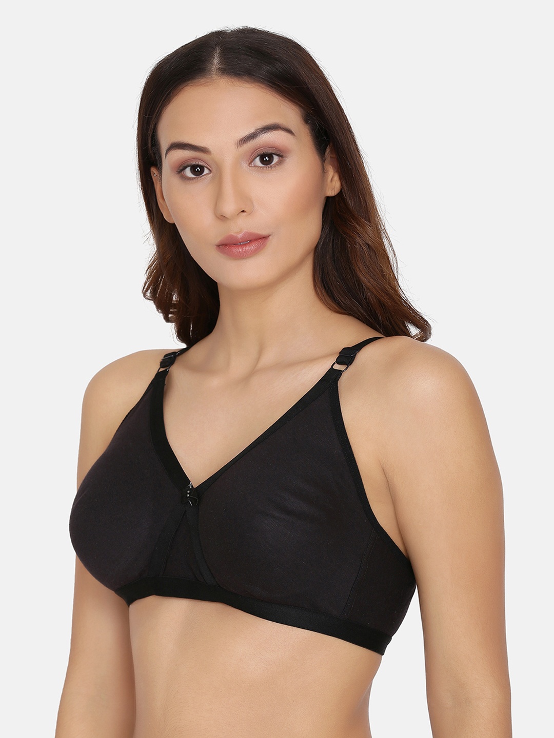 

PRETTYBOLD Black Solid Non-Wired Non Padded Minimizer Bra PB-13 BLACK
