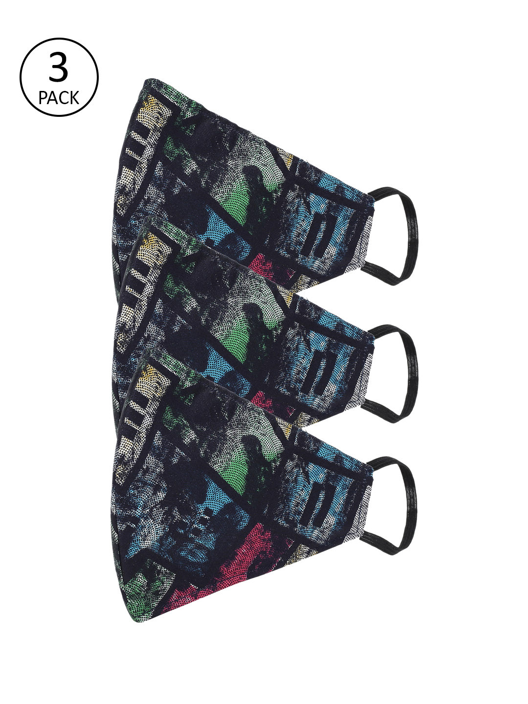 

AKSHARA Kids Multicoloured Pack Of 3 2-Ply Reusable Masks, Multi