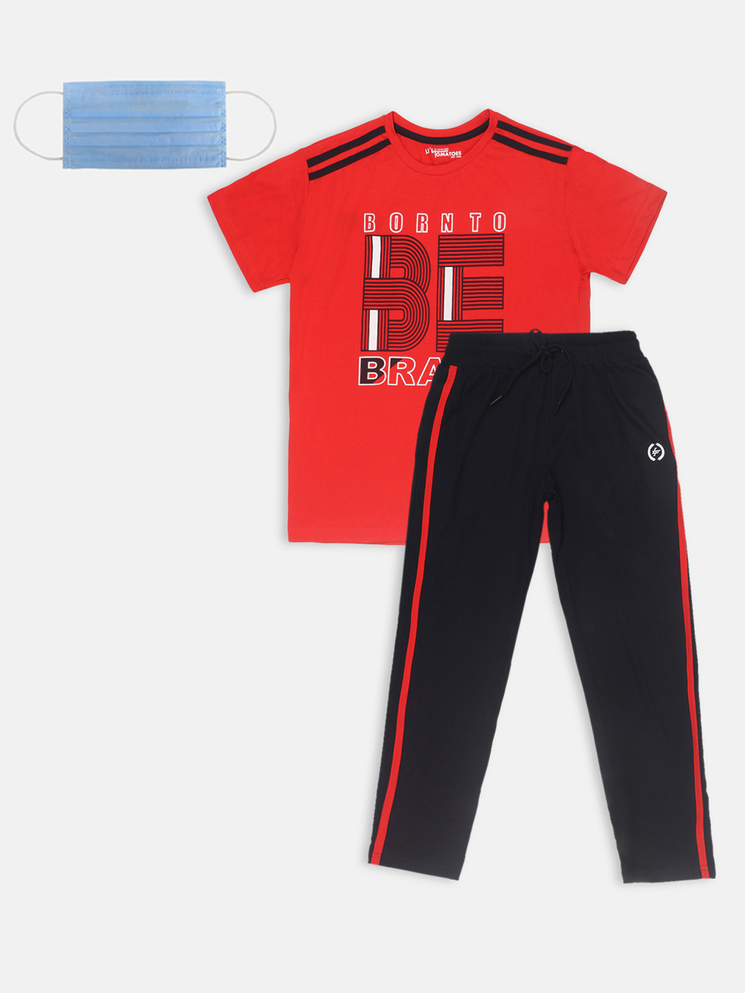 

Lil Tomatoes Boys Red Navy Blue Printed Night Suit