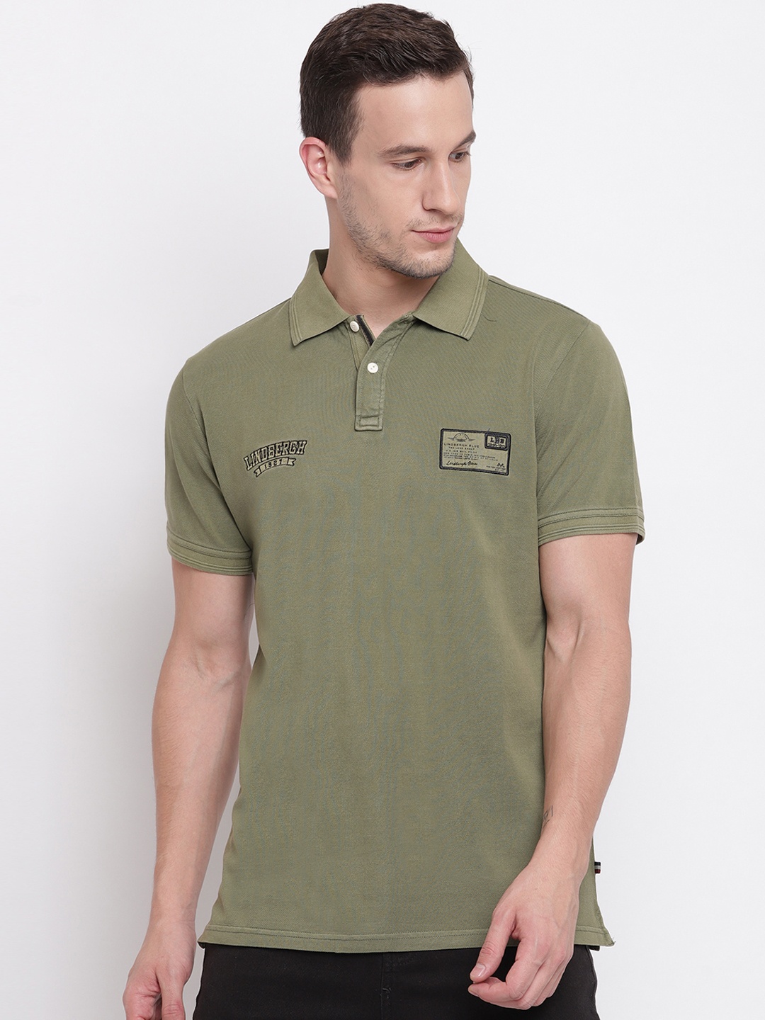

LINDBERGH Men Green Solid Polo Collar T-shirt