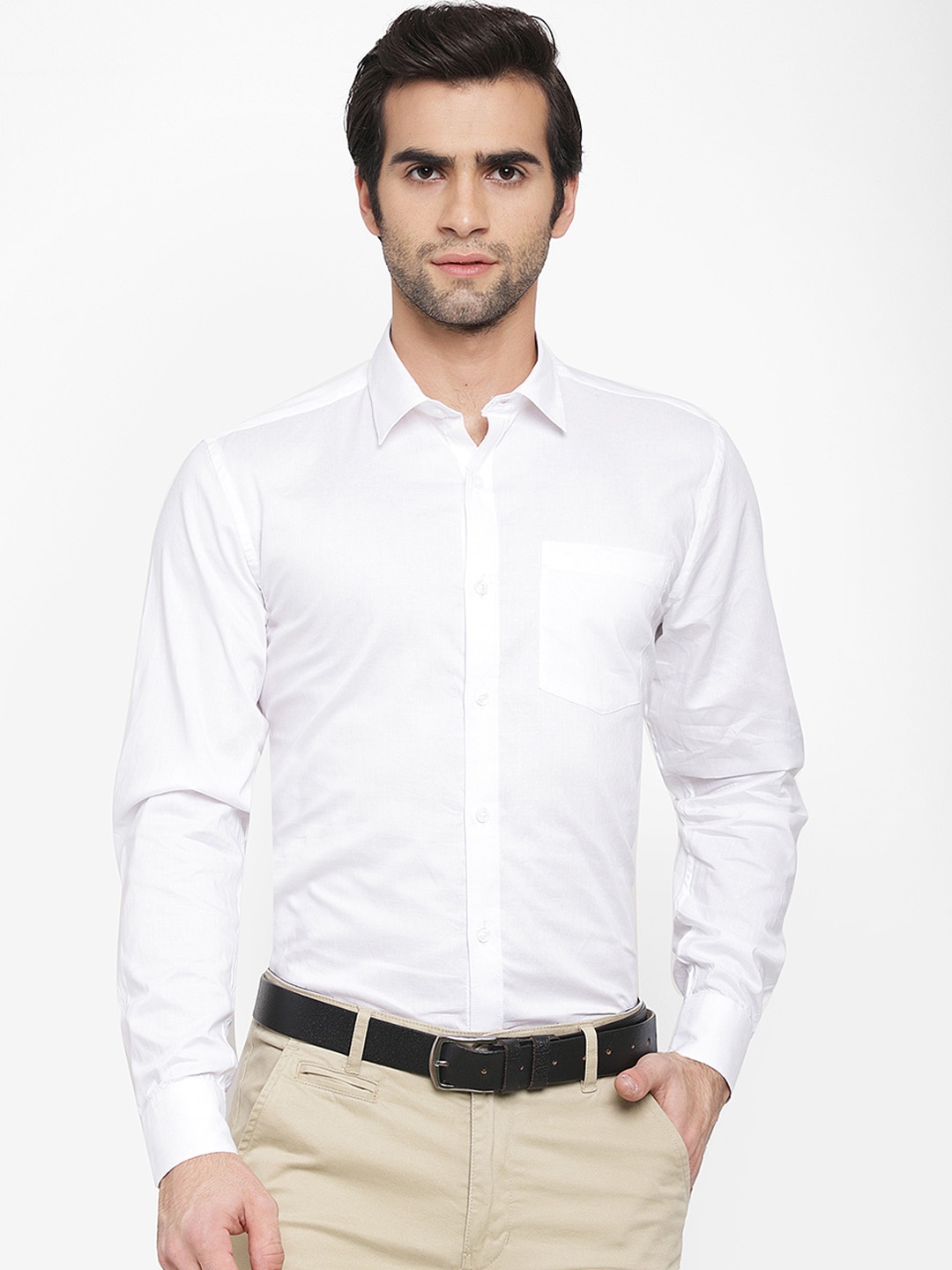 cape canary Men White Regular Fit Solid Formal Shirt