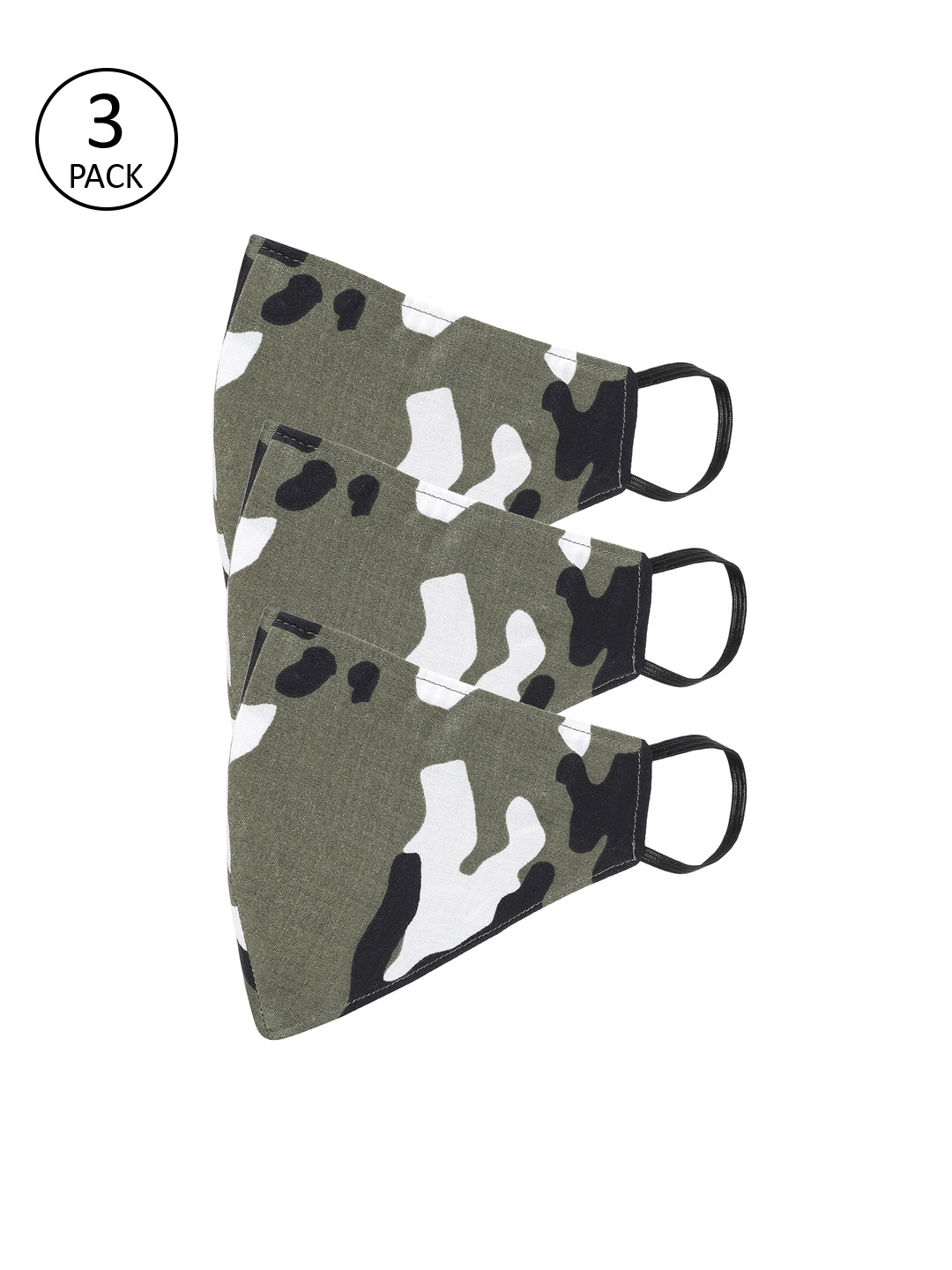 

AKSHARA Kids 3 Pcs Camouflage Printed 2-Ply Reusable Cloth Masks, Olive