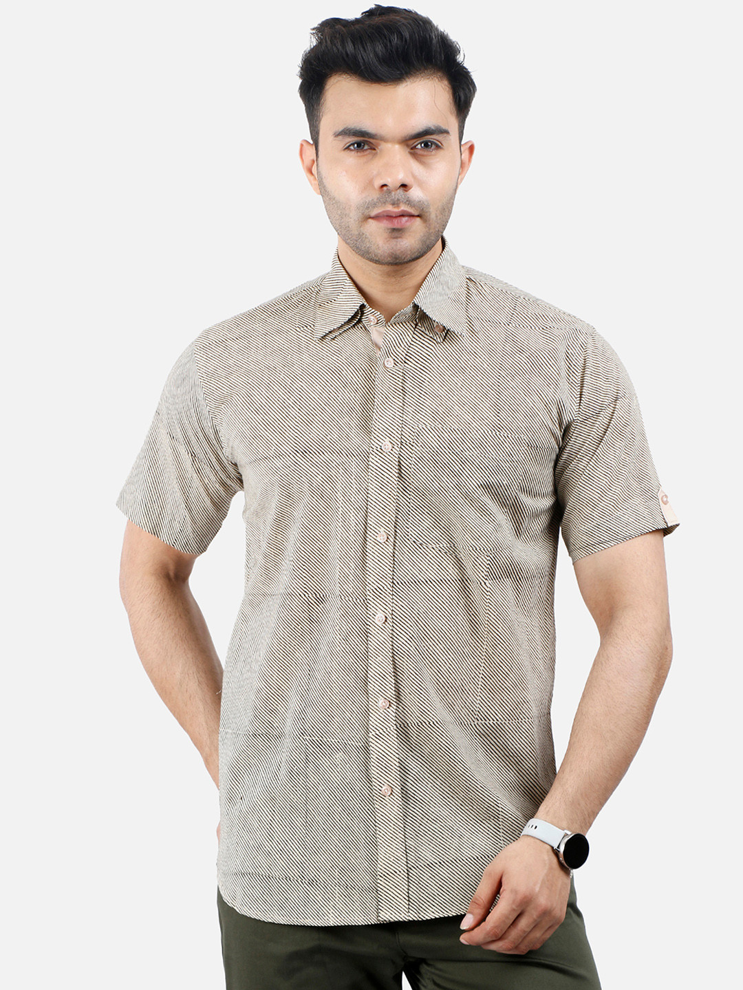 

Wintage Men Grey Regular Fit Striped Casual Shirt