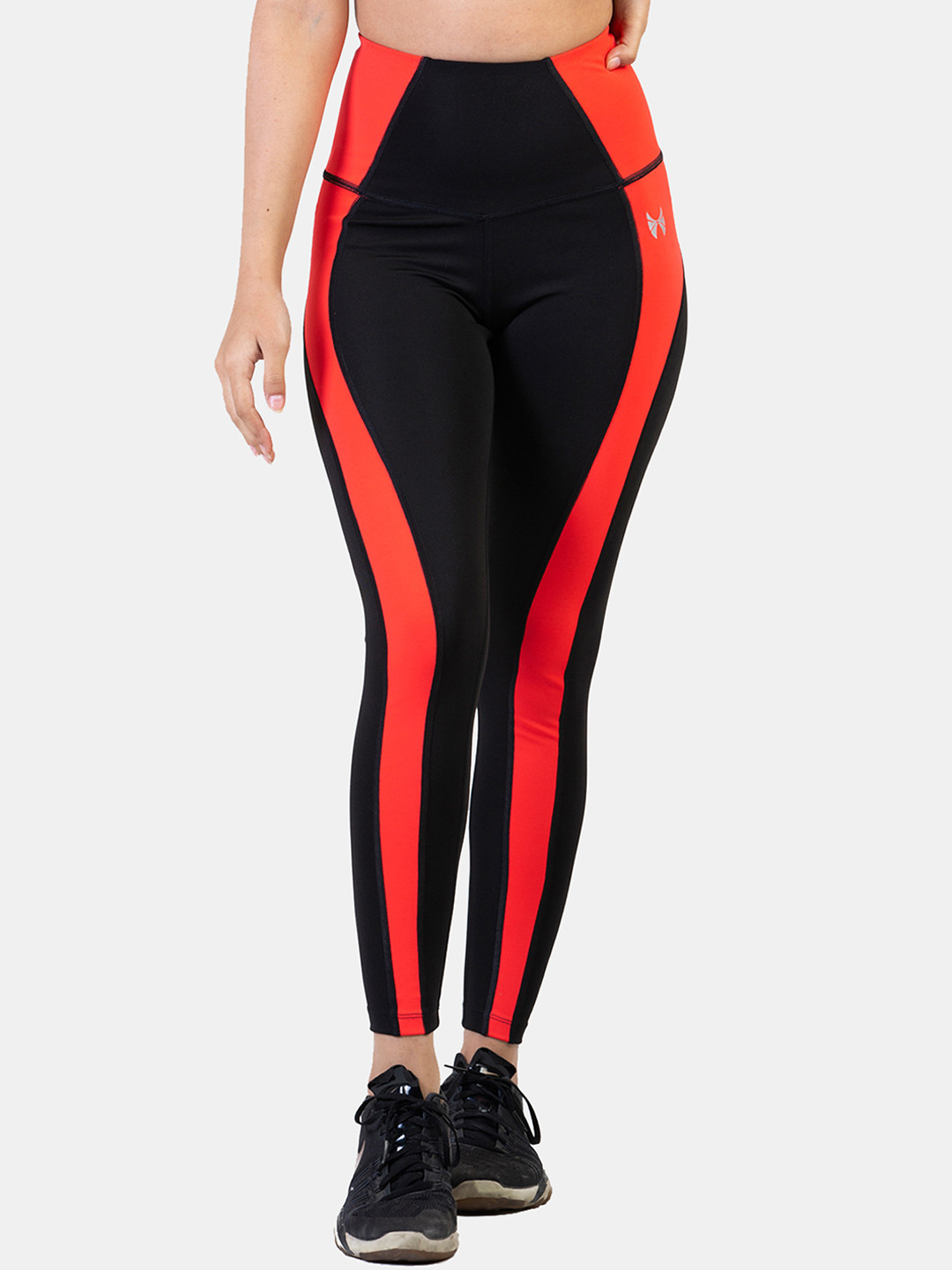 

skyria Women Black & Orange Colourblocked High-Rise Tech Dry Tights