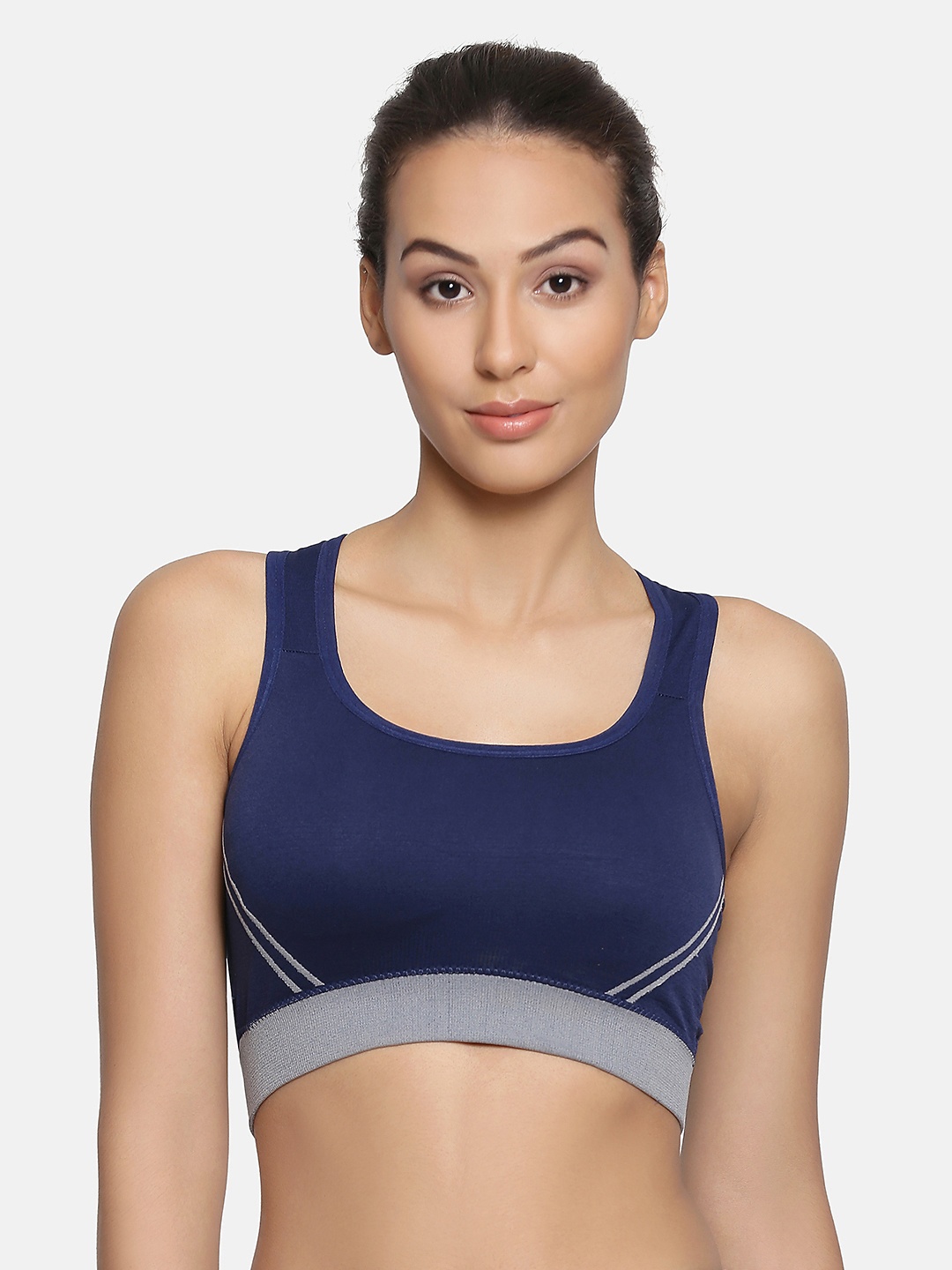 

PRETTYBOLD Navy Blue Solid Non-Wired Lightly Padded Sports Bra PBX-02 NAVY-CF20