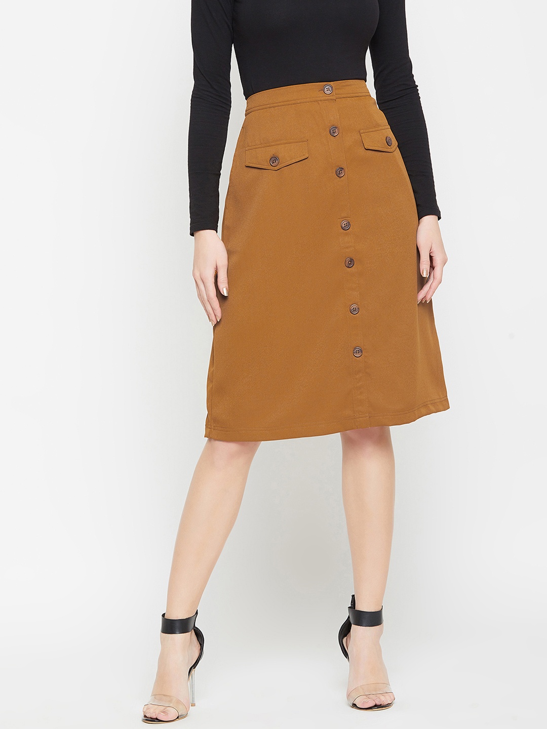 

Marie Claire Brown A-Line Knee-Length Skirt