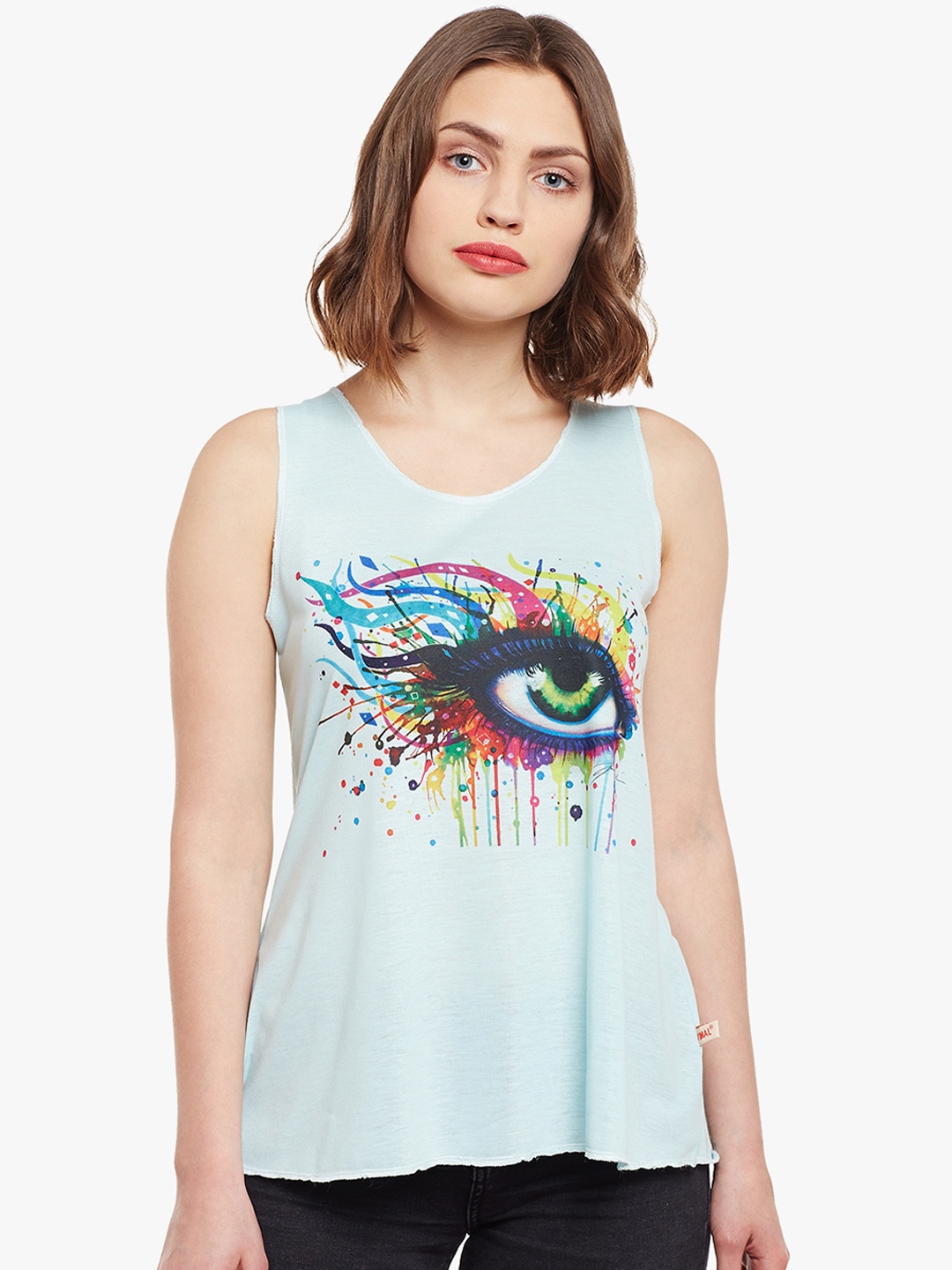 

MACK JONNEY Women Blue Graphic Printed Top