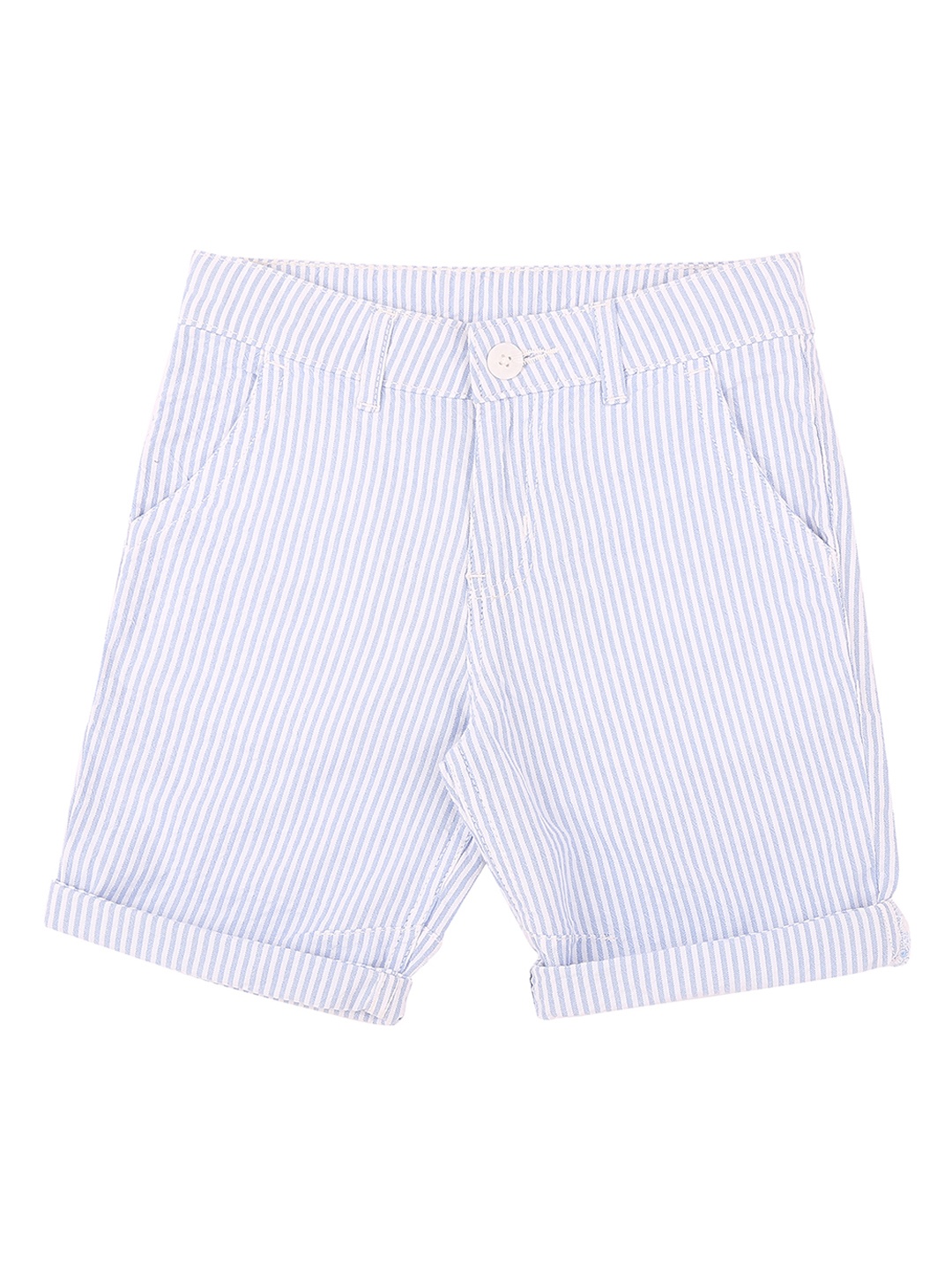 

Pantaloons Junior Boys Blue & White Striped Regular Fit Regular Shorts