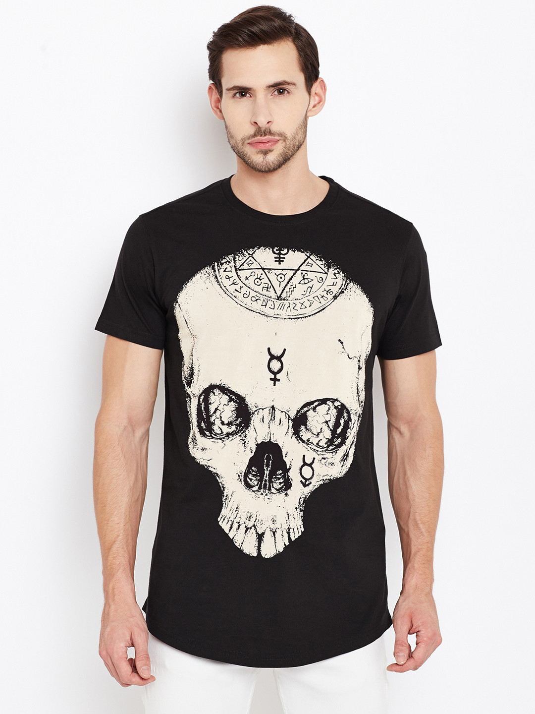 

PUNK Men Black Printed Round Neck T-shirt