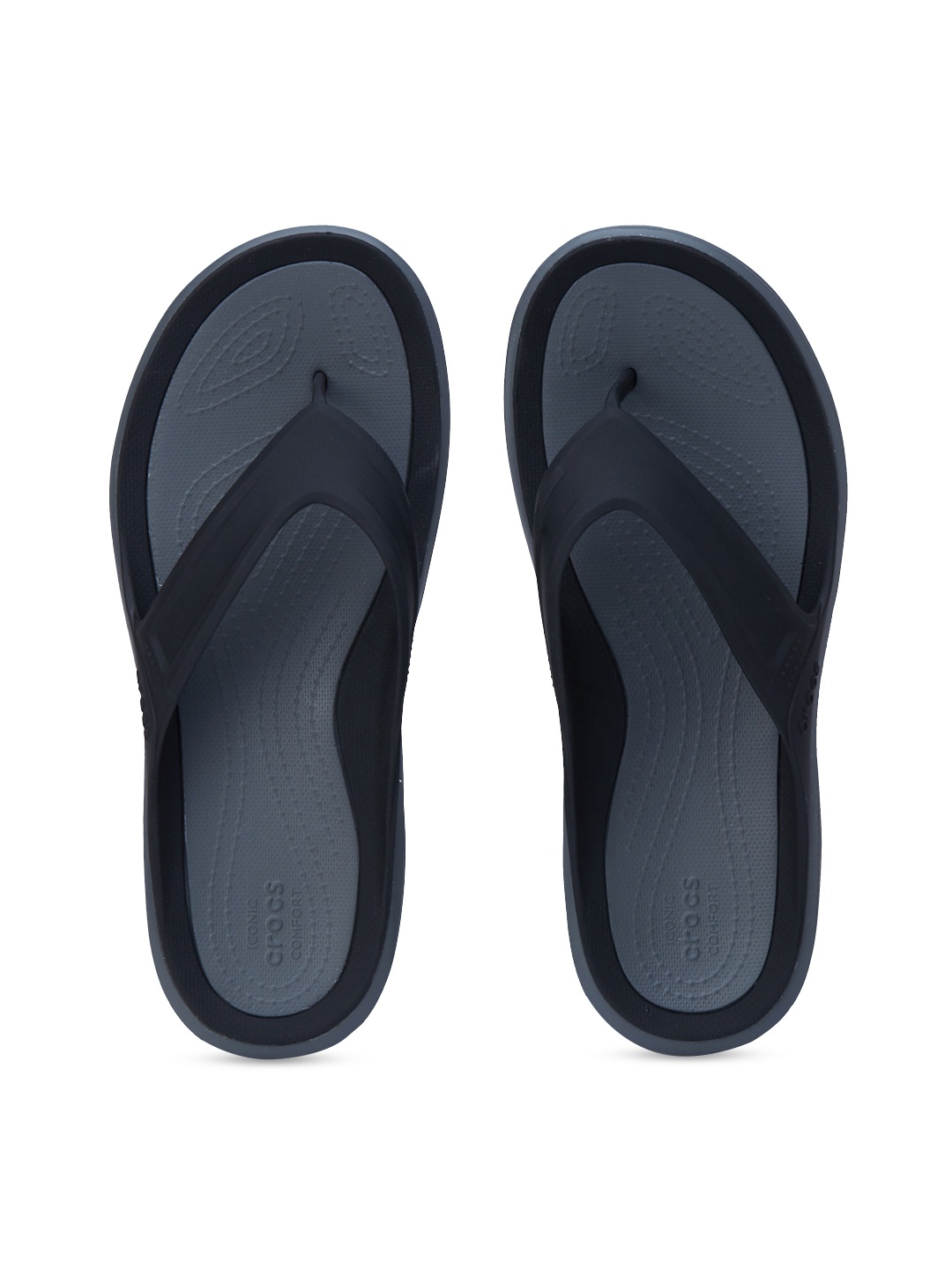 

Crocs Swiftwater Men Black Blue Solid Croslite Thong Flip-Flops