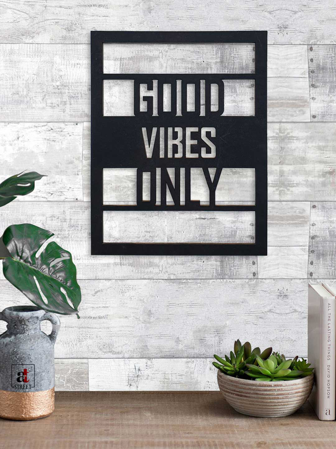 

Art Street Black Goods Vibes Only Painted Cutout Ready to Hang Home Dcor Wall Art