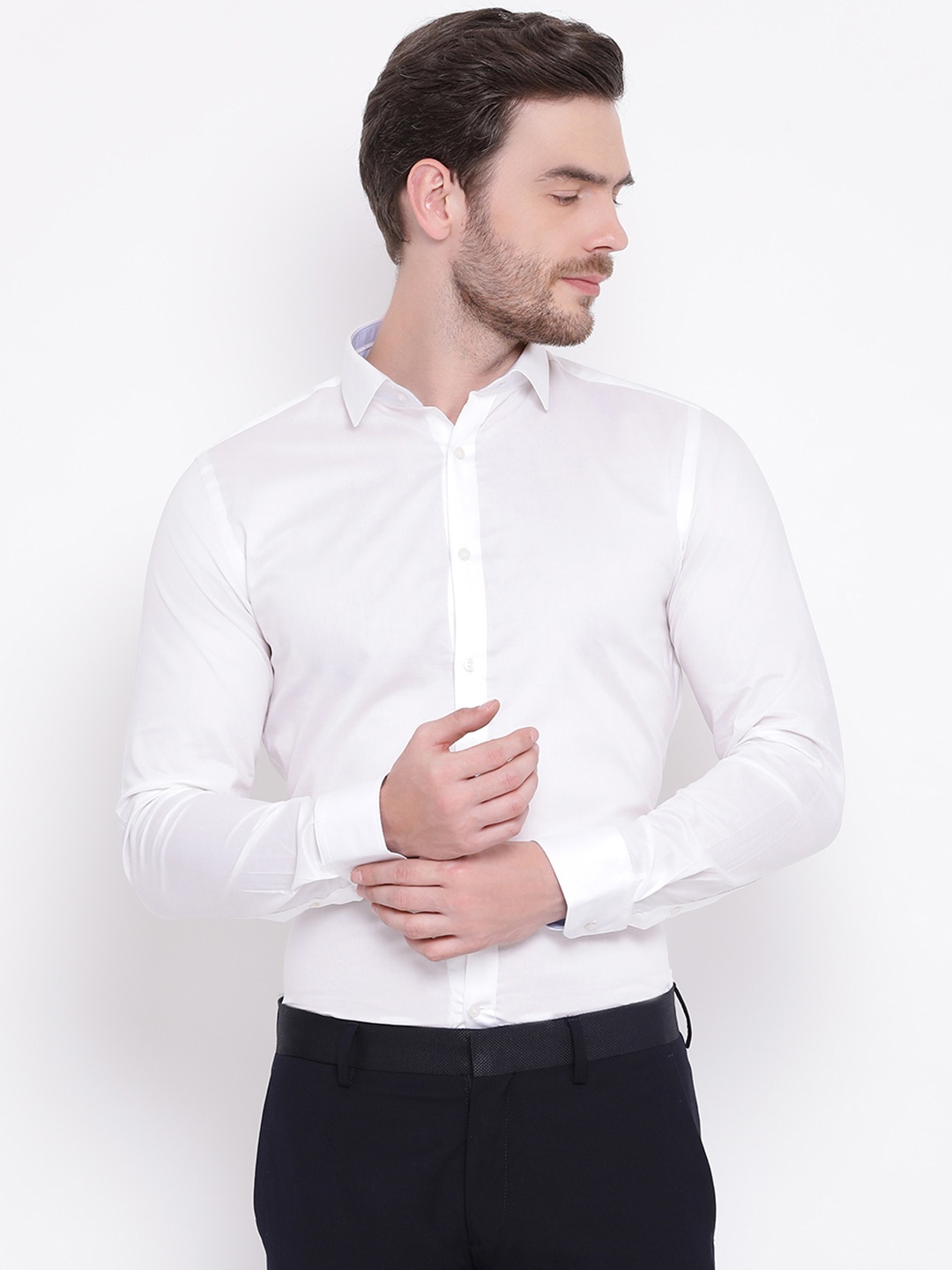 

HARSAM Men White Slim Fit Solid Formal Shirt