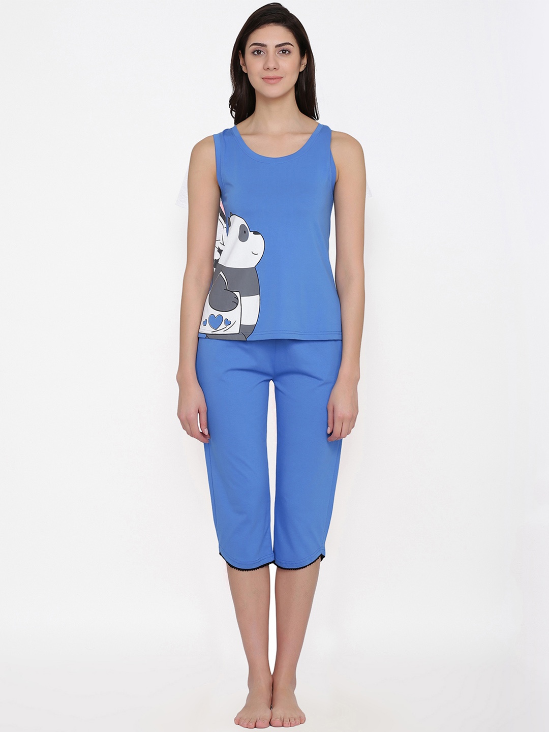 

Clovia Women Blue Panda Printed Night suit