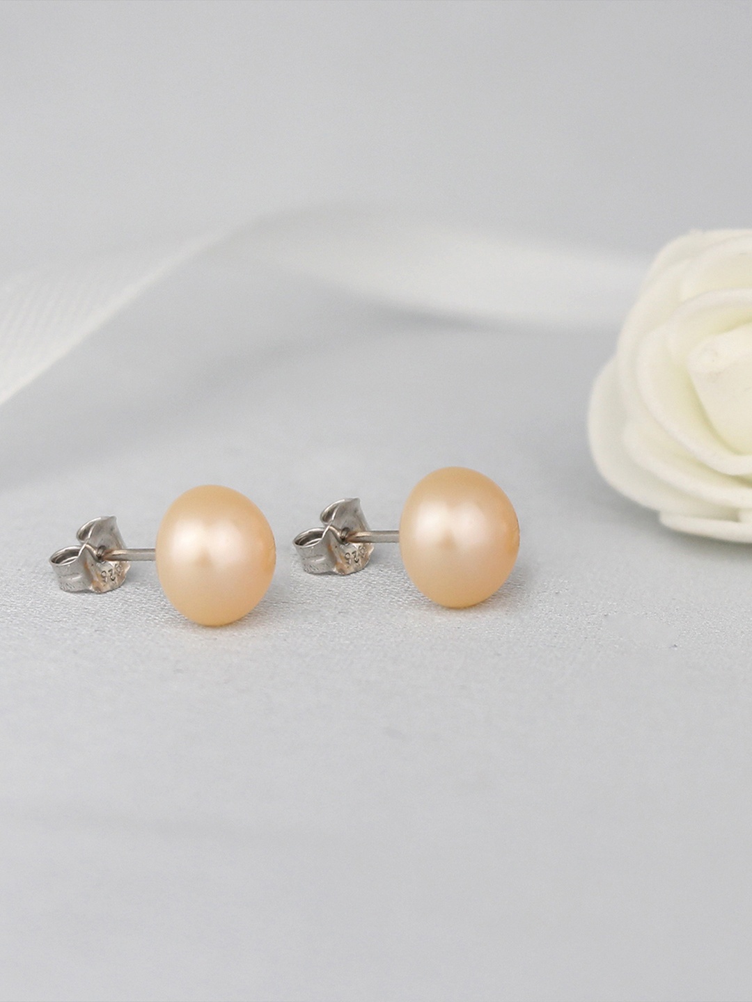 

GIVA 925 Sterling Silver Rhodium Plated Peach Pearl Earrings