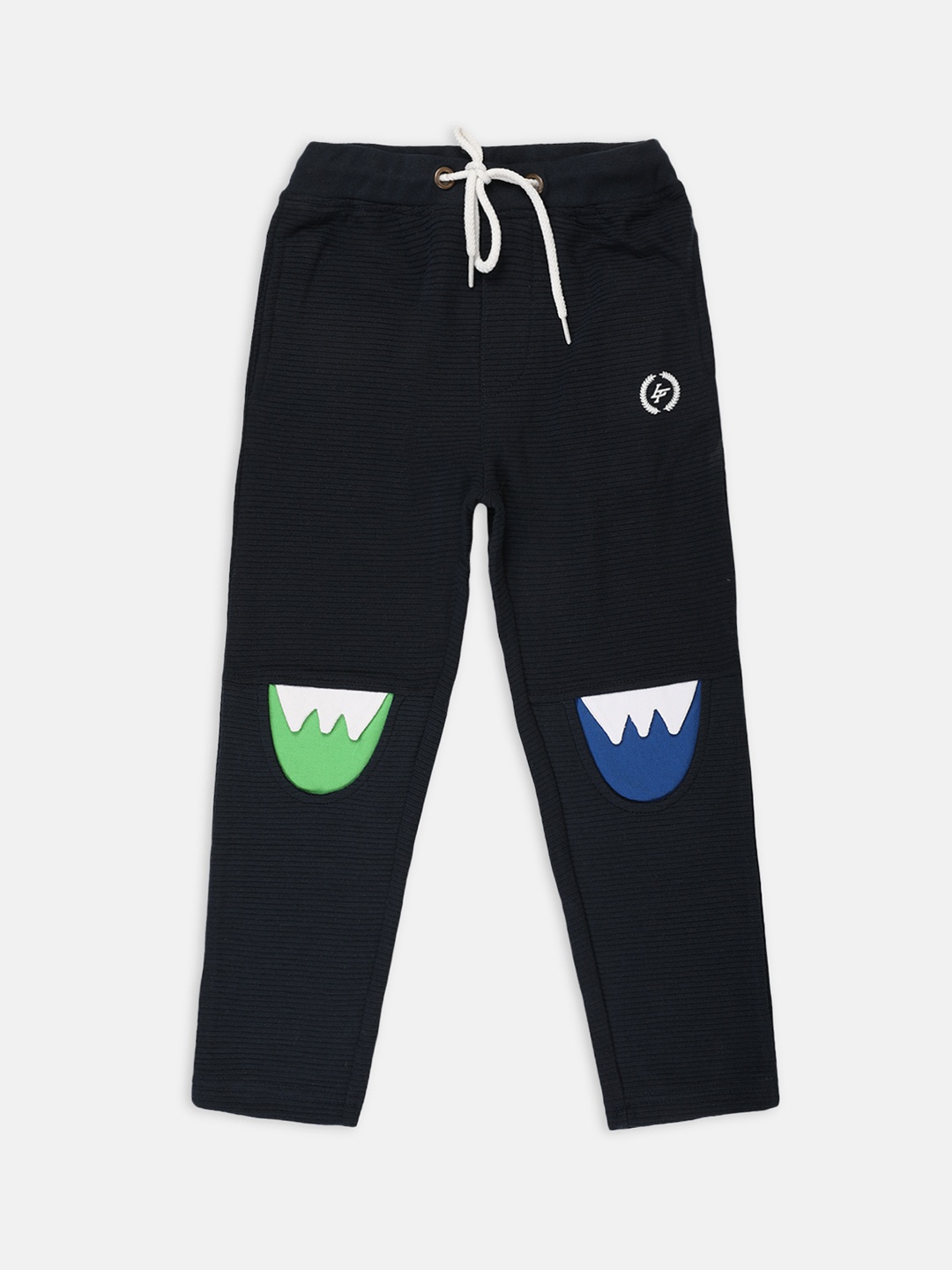 

Lil Tomatoes Boys Navy Blue Appliqued Straight-Fit Track Pants