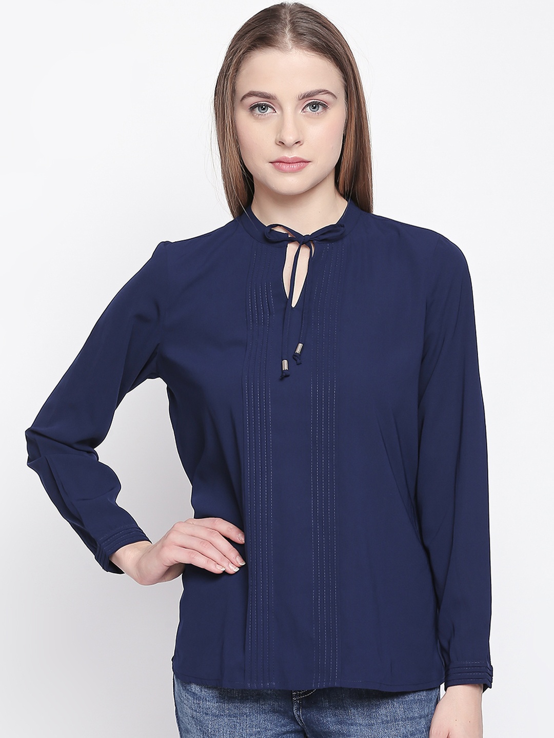 

Annabelle by Pantaloons Women Navy Blue Solid Top
