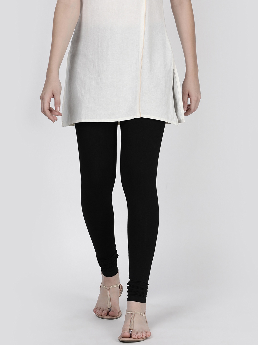 

TWIN BIRDS Women Black Solid Churidar-Length Leggings