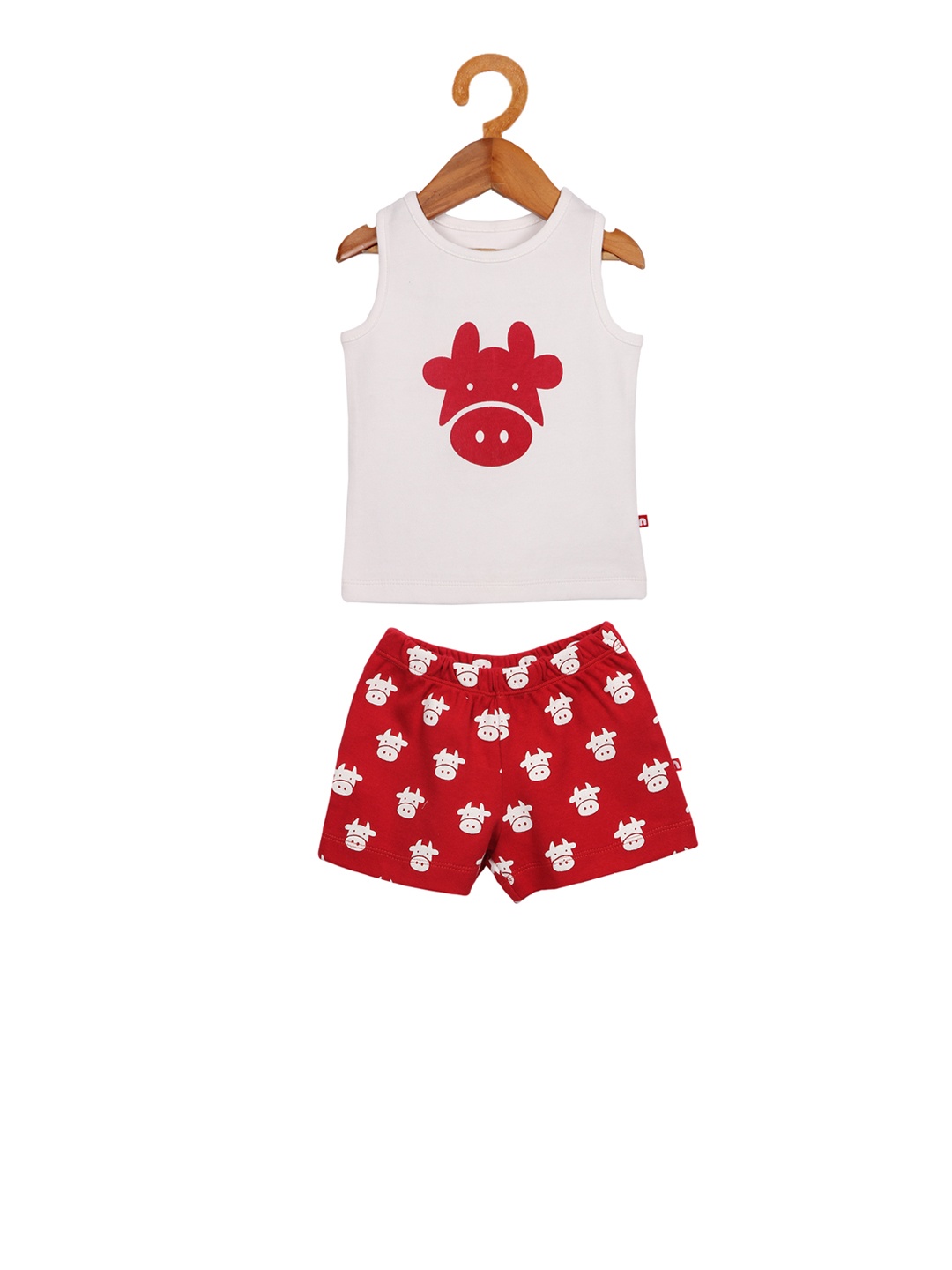 

Nino Bambino Boys White & Red Printed Organic Cotton T-shirt with Shorts