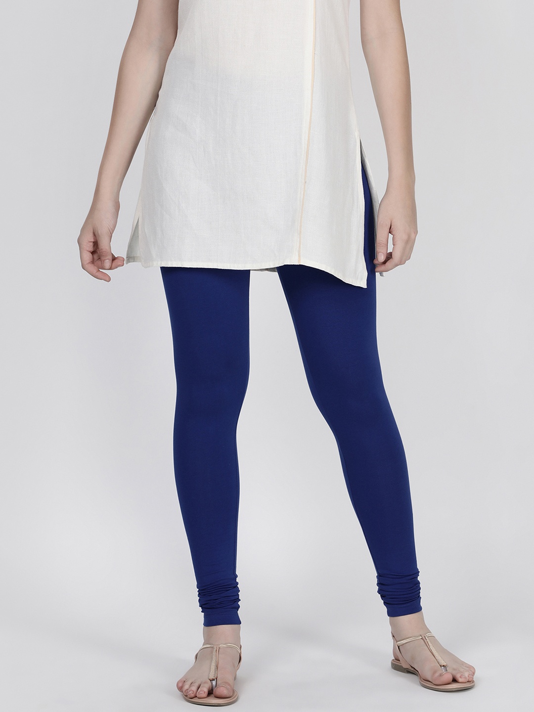 TWIN BIRDS Women Blue Solid Churidar-Length Leggings