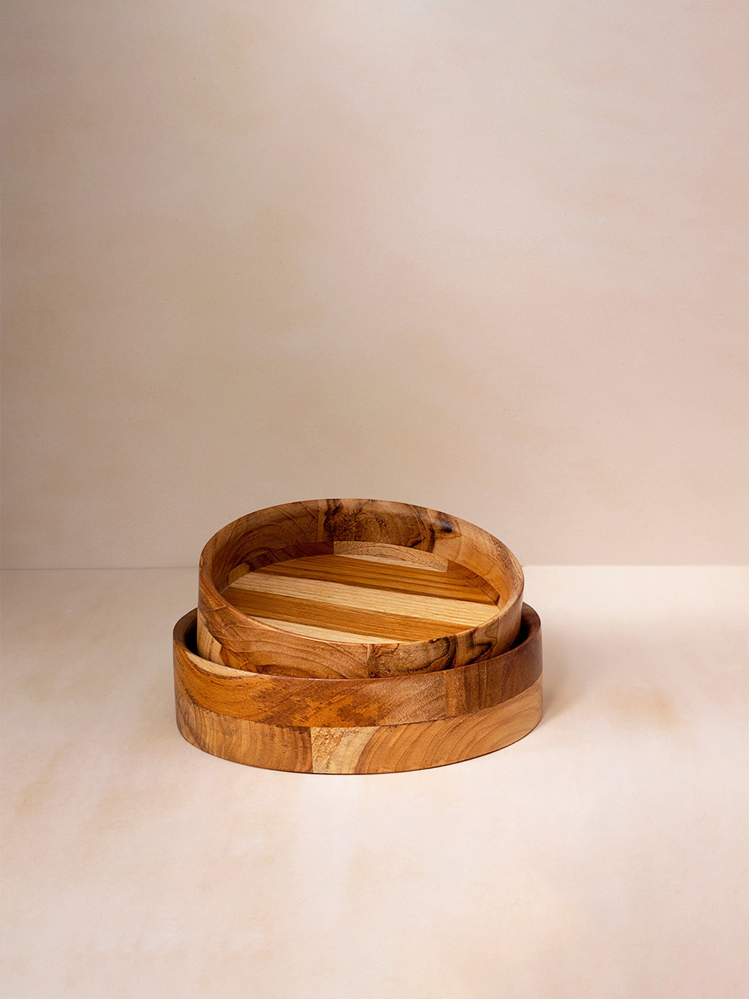 

ellementry Brown Teak Wooden Handcrafted Large Salad Bowl
