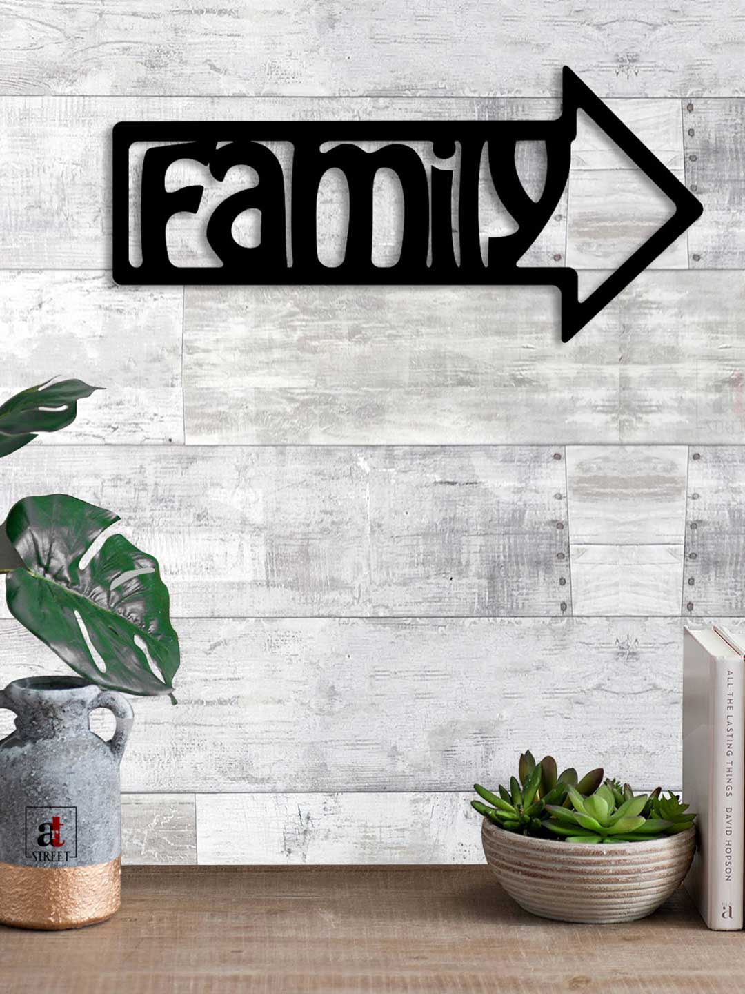 

Art Street Black Family MDF Plaque Painted Ready to Hang Wall Decor