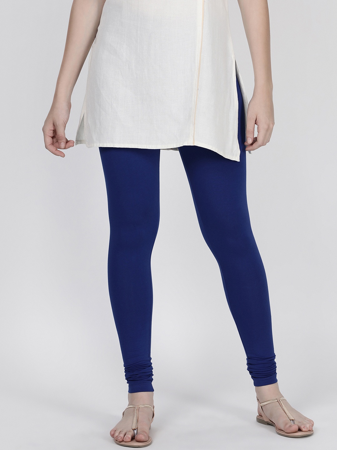 TWIN BIRDS Women Blue Solid Churidar-Length Leggings