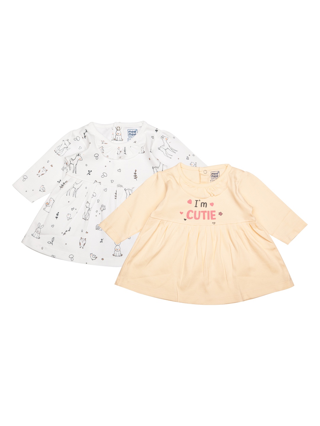 

MeeMee Infant Girls Pack of 2 Printed A-Line Dress, White