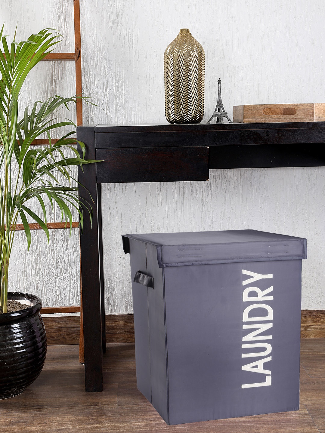 

My Gift Booth Navy Blue Solid Multi Utility Laundry Basket