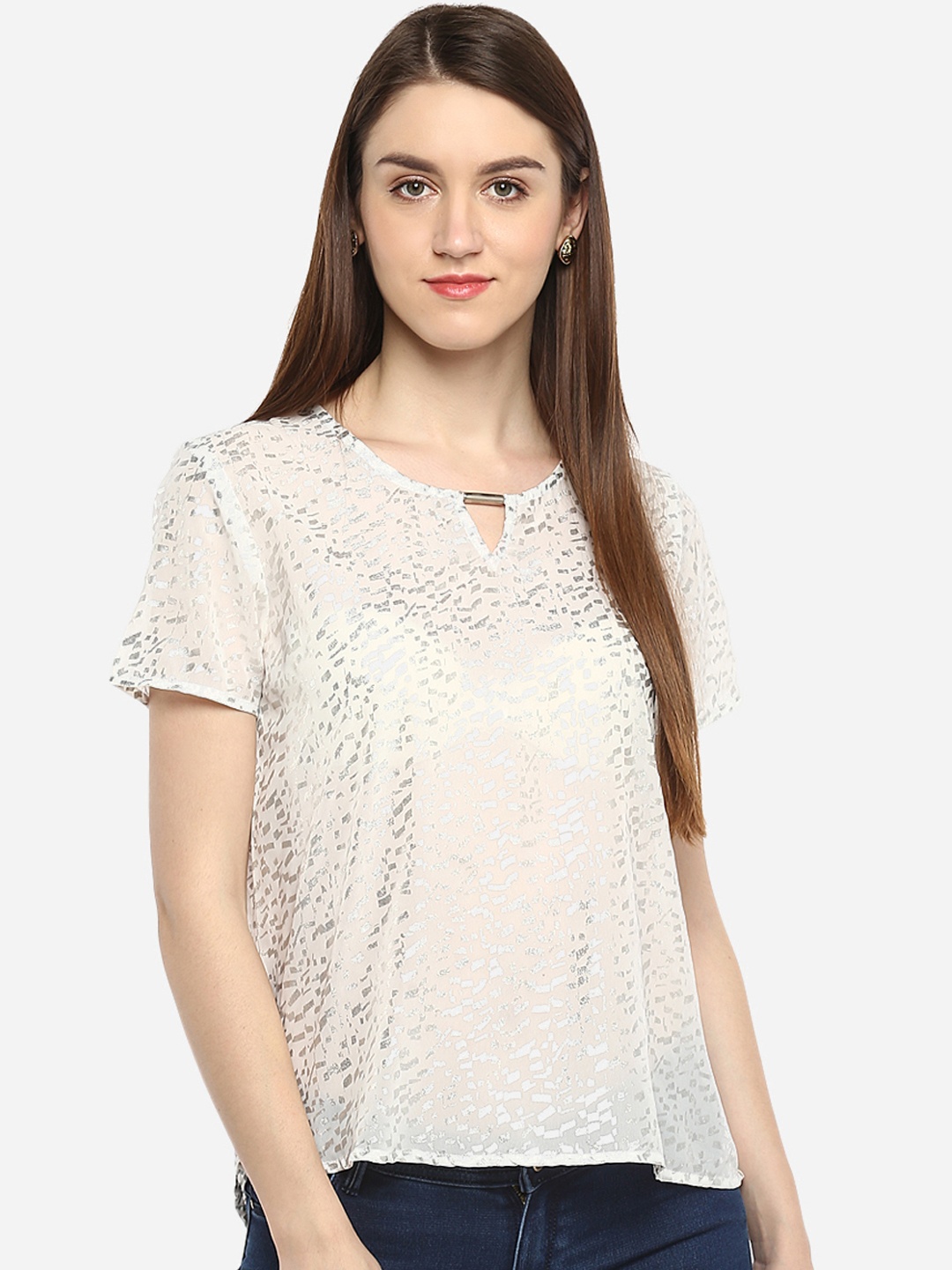 

Porsorte Women Off-White Printed Top
