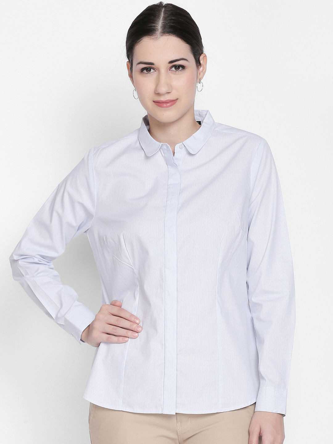 

Annabelle by Pantaloons Women Blue Regular Fit Solid Formal Shirt