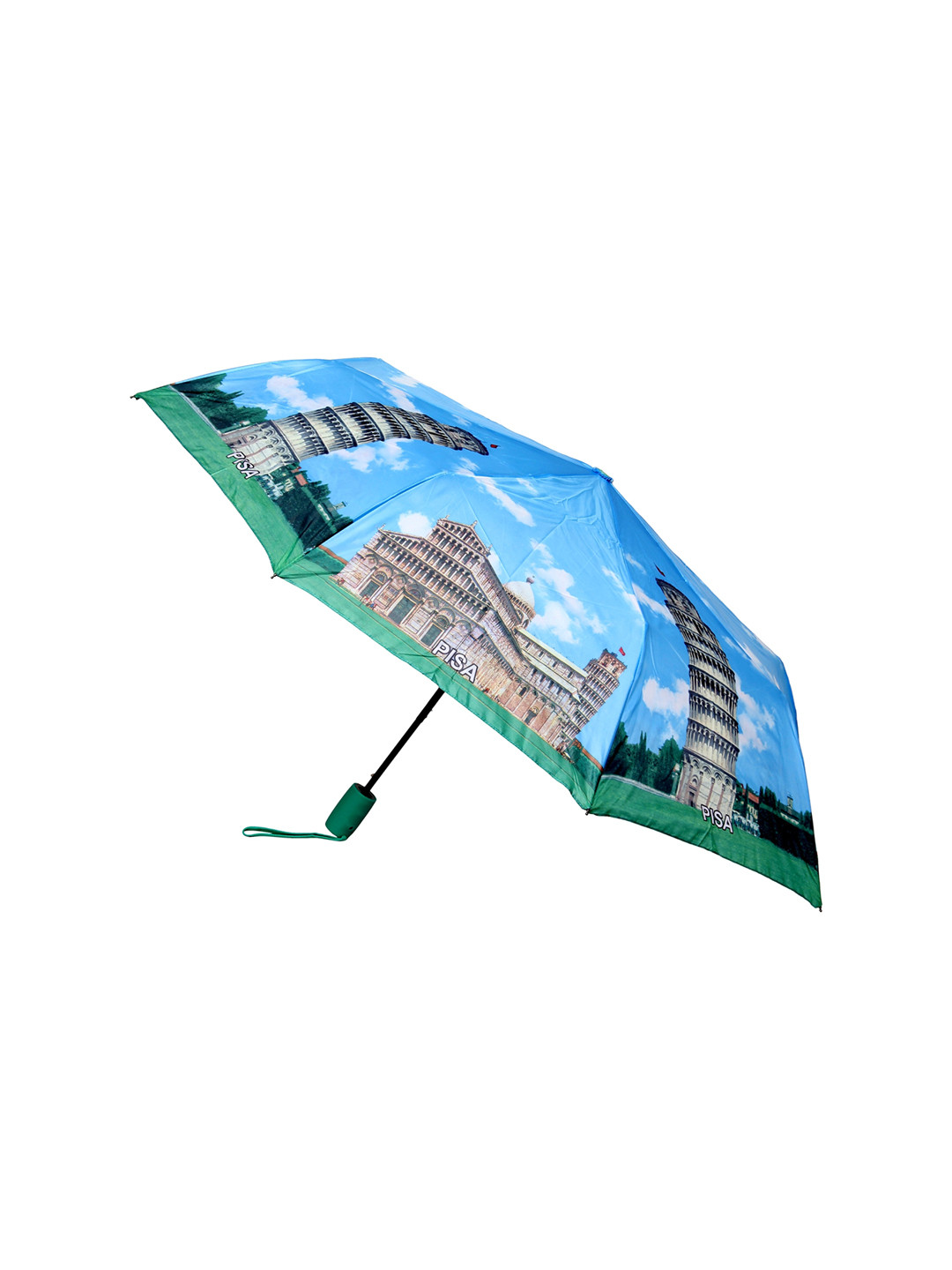 

FabSeasons Unisex Blue & White Pisa Printed 3 Fold Semi-Automatic Umbrella