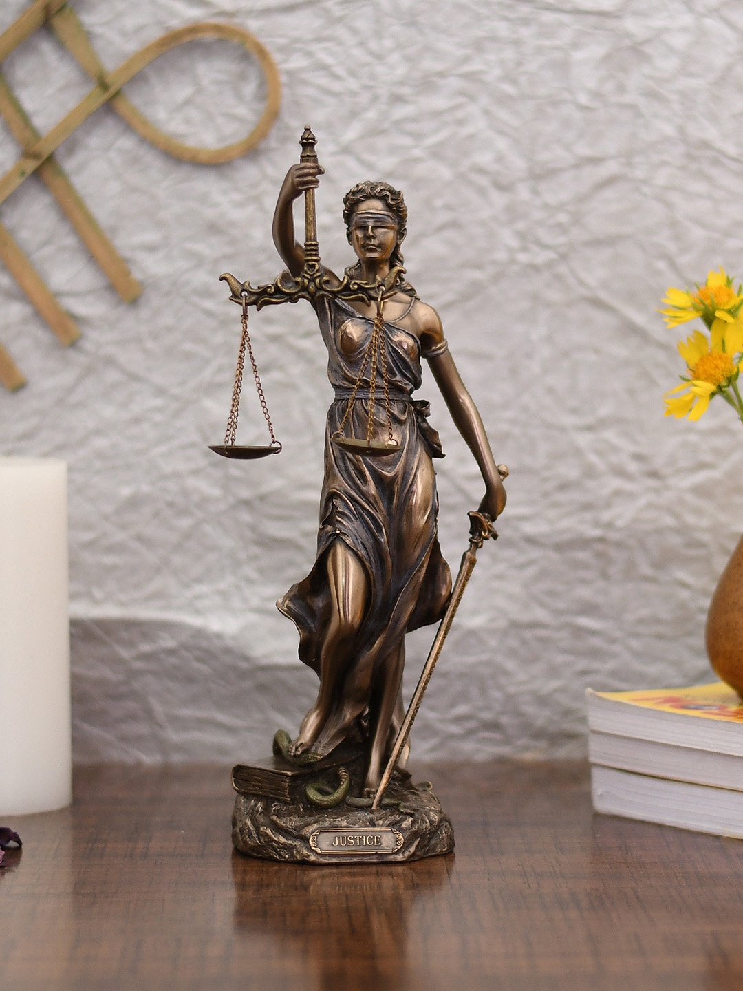 

CraftVatika Bronze-Toned Lady Justice Statue Showpiece