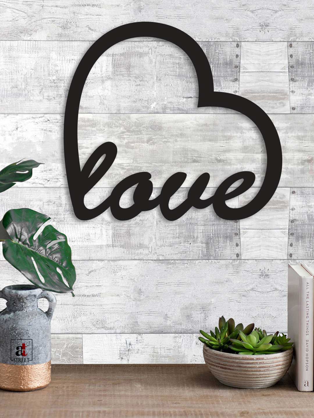 

Art Street Black Love MDF Plaque Painted Cutout Ready to Hang Wall Decor
