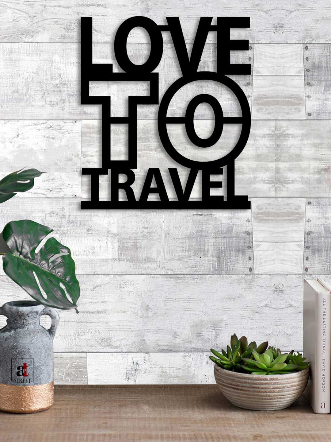 

Art Street Black Love To Travel MDF Plaque Painted Ready to Hang Wall Decor