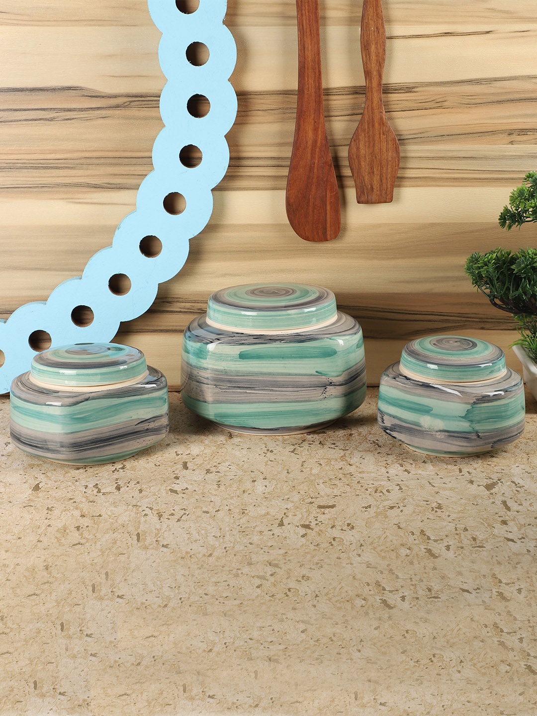 

CDI Green & Grey Textured Jar Set