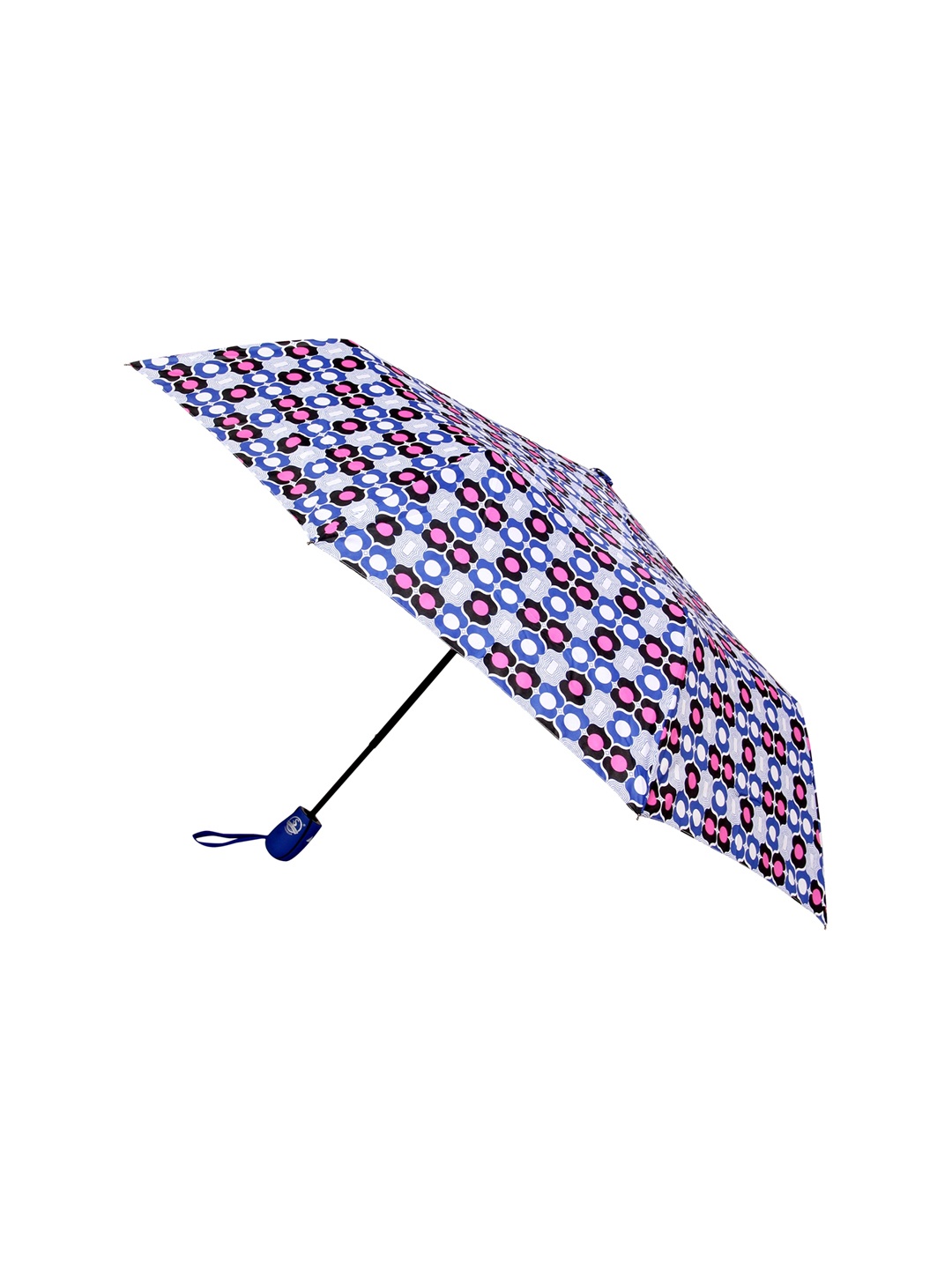 

FabSeasons Unisex Blue & Pink Symmteric Print 3 Fold Semi-Automatic Umbrella